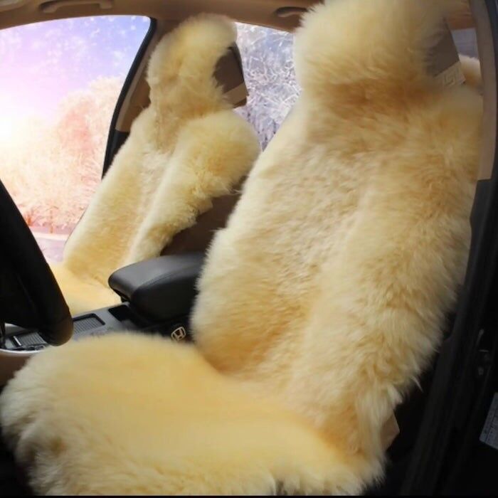 Coprisedile auto di lusso in vera lana – Pelle di agnello a pelo lungo