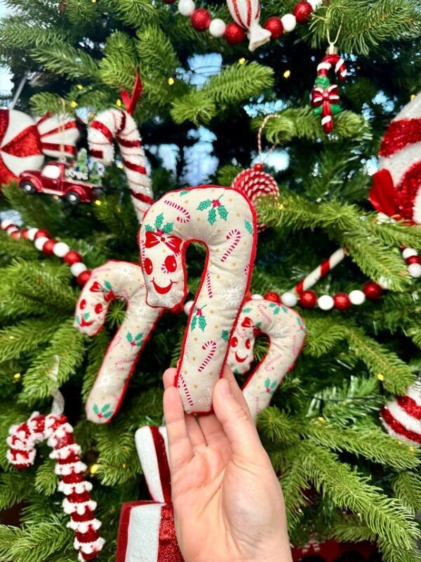 Bastón de caramelo con hierba gatera o valeriana / Juguete navideño