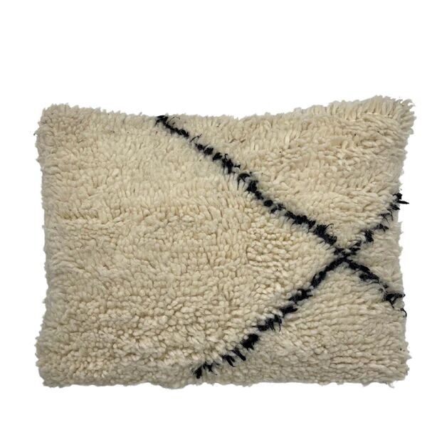 Coussin rectangulaire Beni Ourain - Oreiller en laine épaisse à motif abstrait