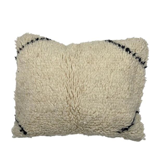 Coussin Beni Ourain petit modèle - Oreiller en laine épaisse à motif abstrait