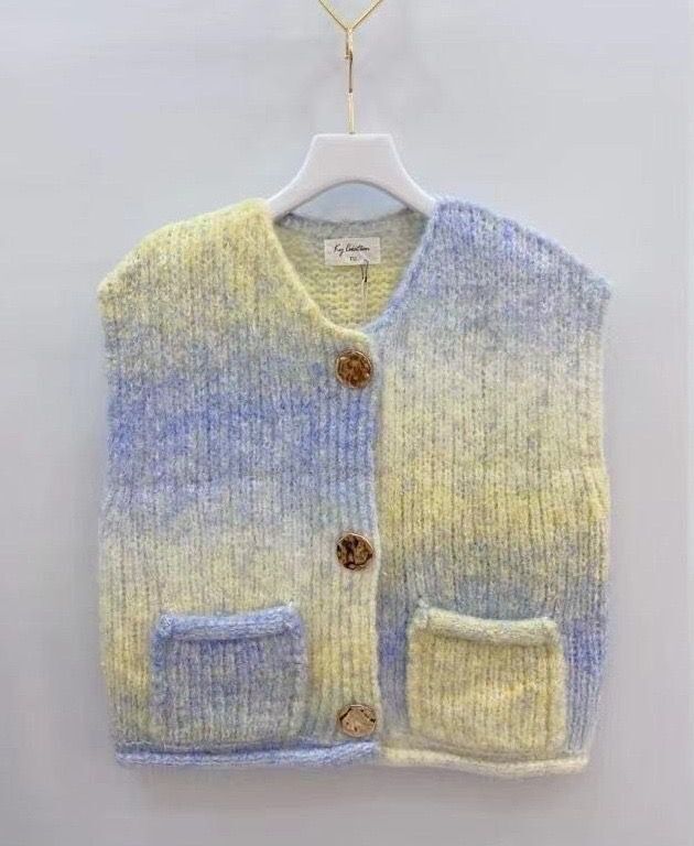 Gilet sans manches en maille multicolore