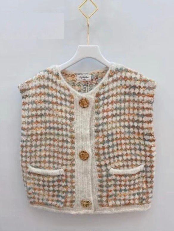 Gilet sans manches en maille bicolore