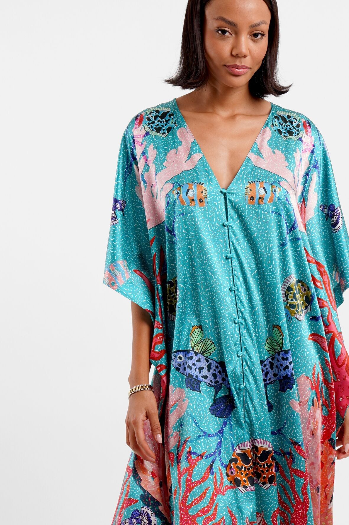 Kaftan Dress / "Underwater Coral"