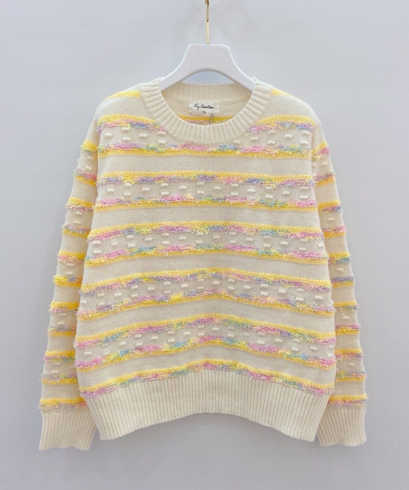 Pull col rond à bandes bi-color