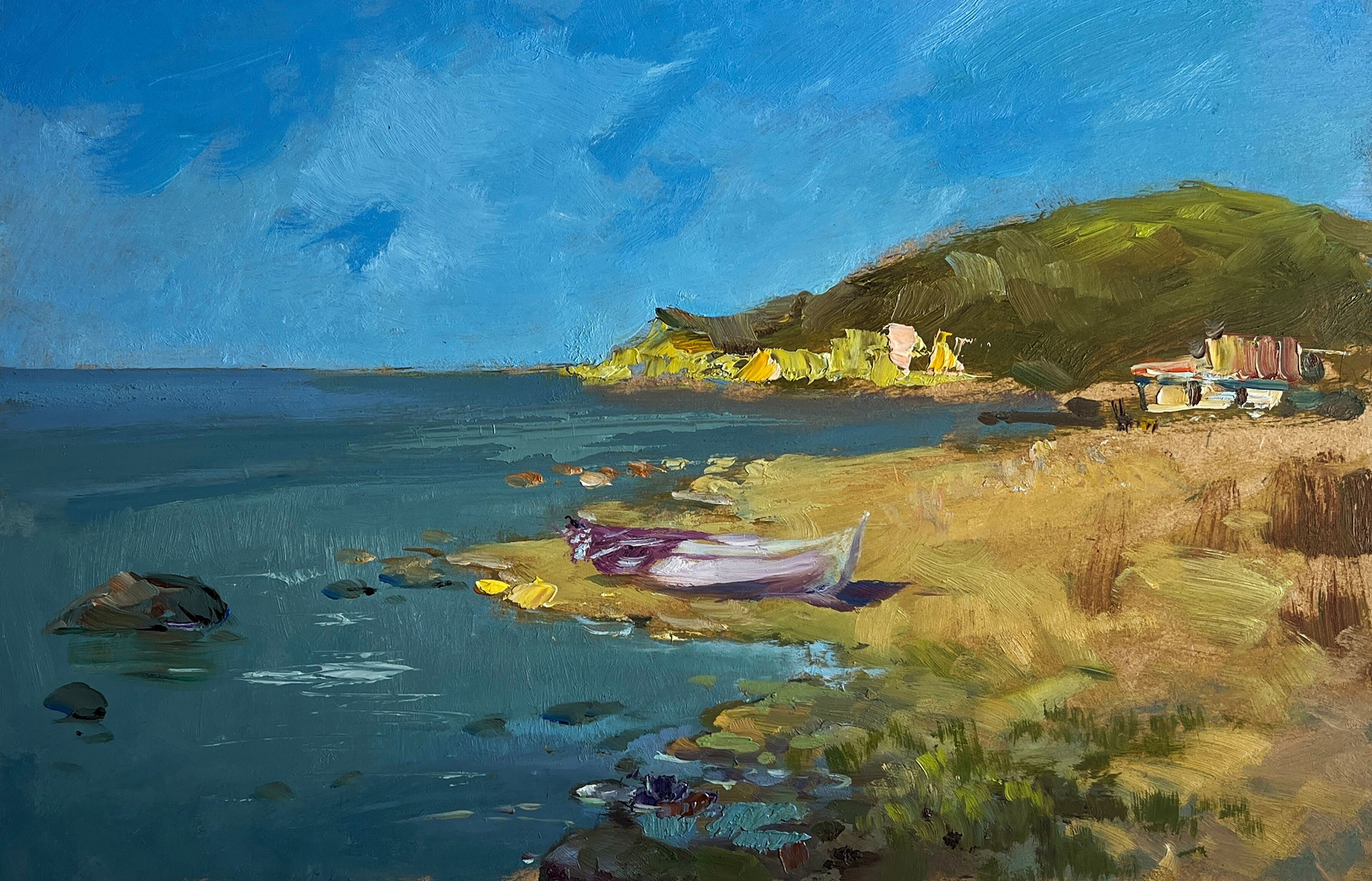 Dipinto ad olio Giorno nuvoloso in mare Yuriy Suprunchuk 20x30cm