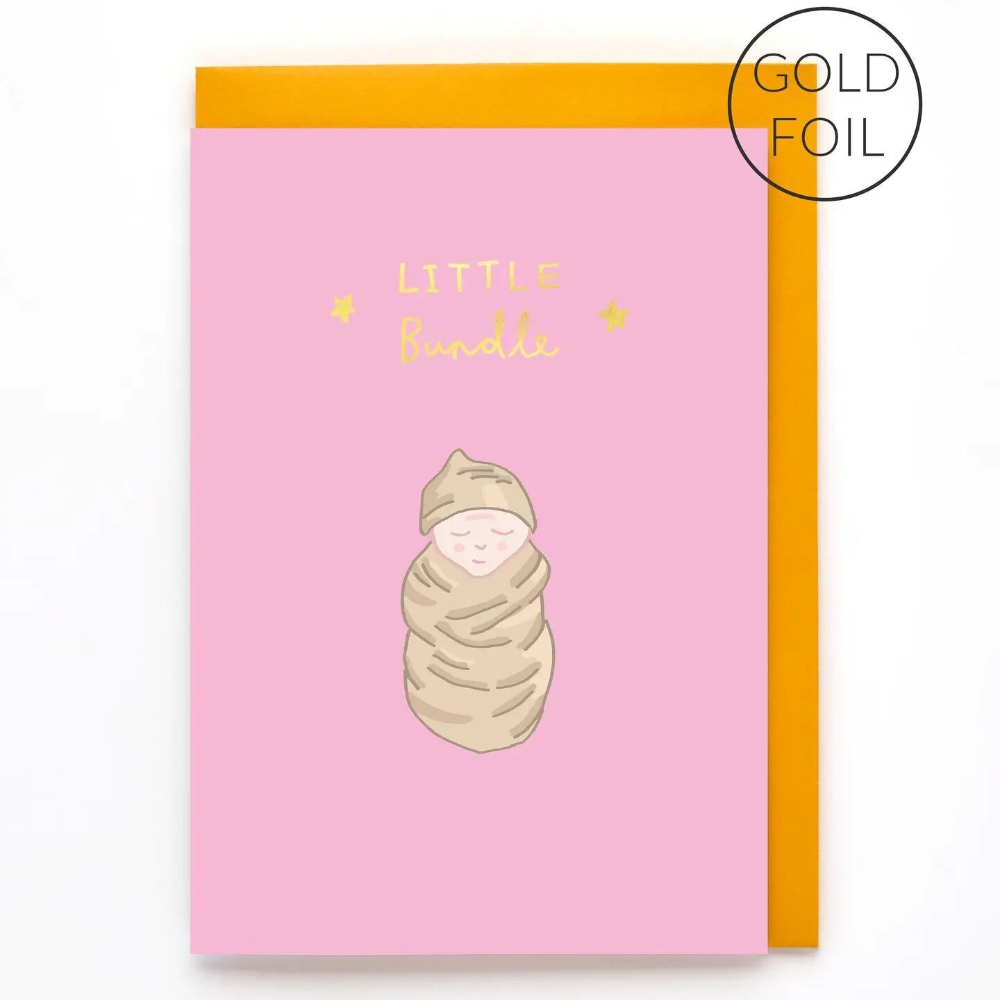 Carte de naissance « Petit paquet » | Carte pour bébé fille | Dorure à chaud