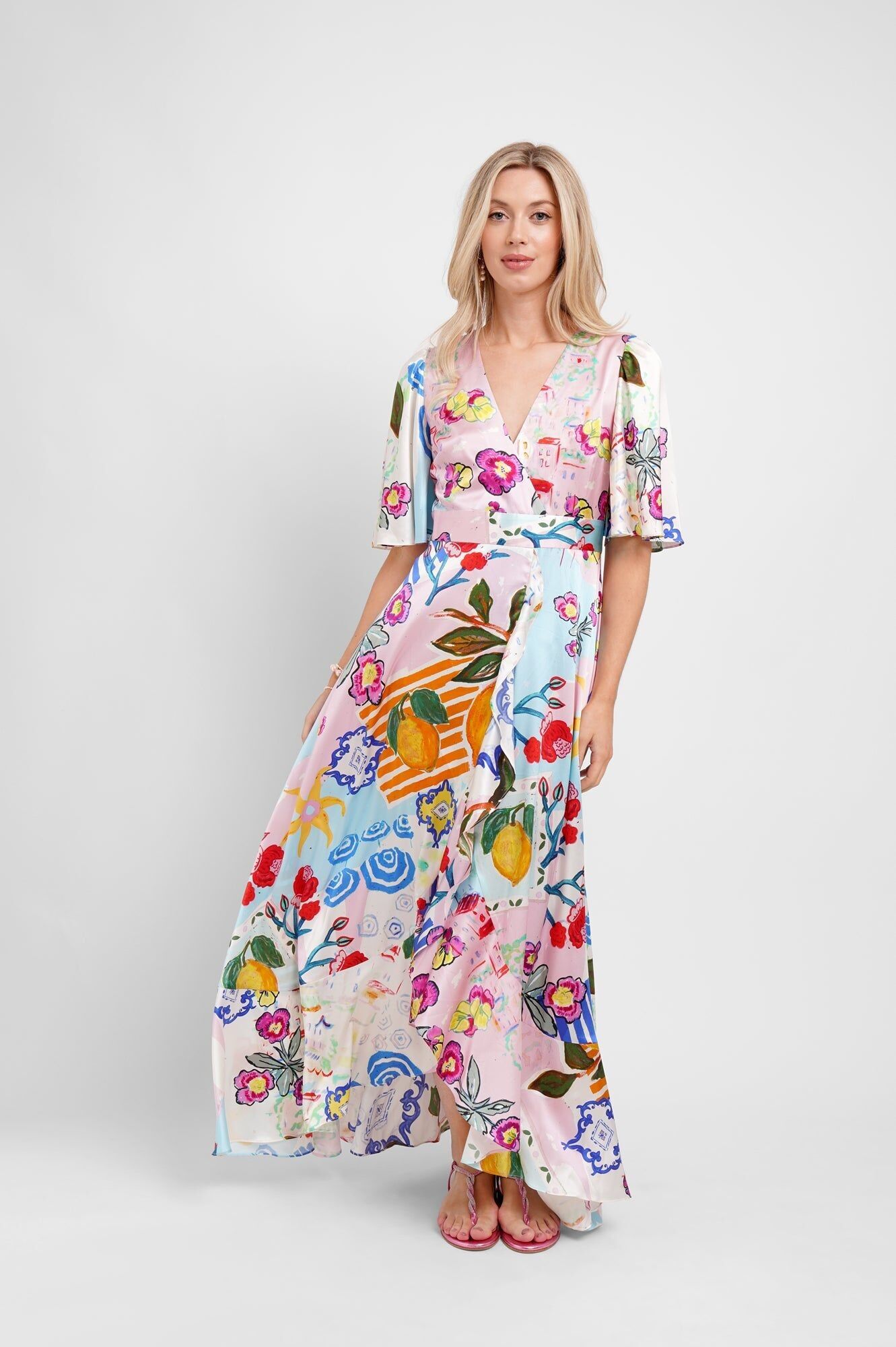 Faux Wrap Maxi Dress / "Amalfi"