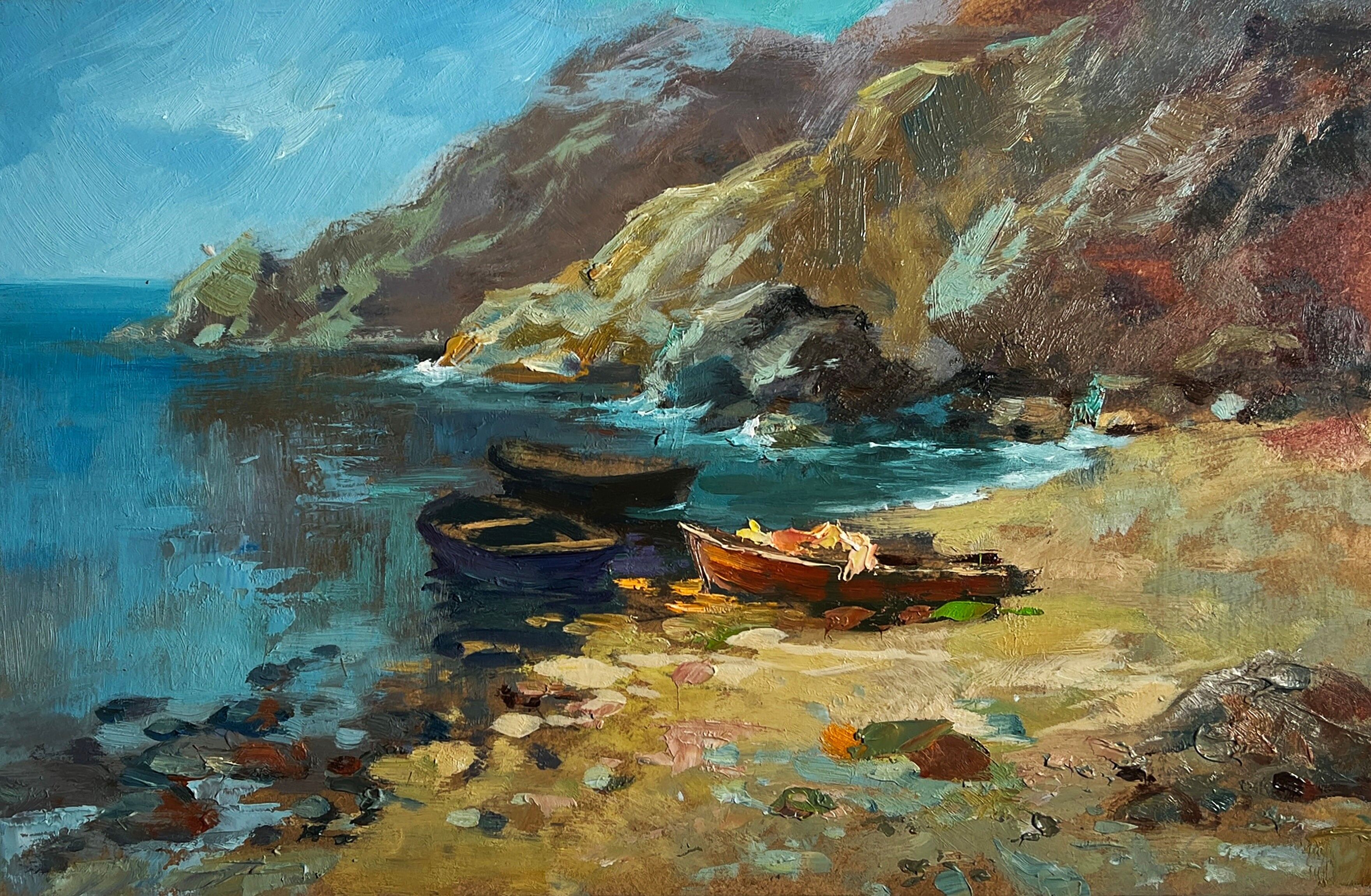 Dipinto ad olio Sogno del mare e delle montagne Yuriy Suprunchuk 20x30cm