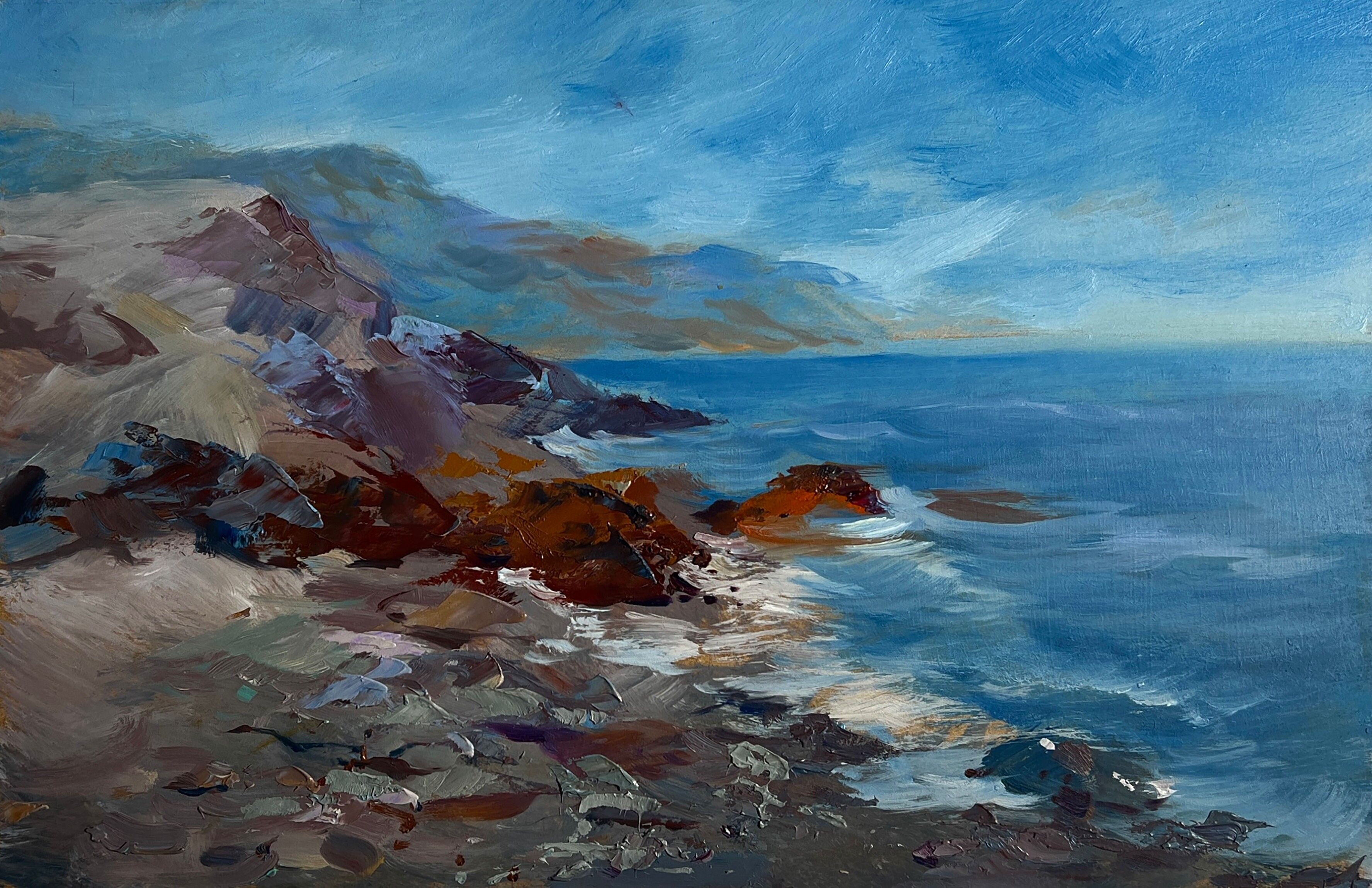 Dipinto a olio Le onde del mare si infrangono sulla riva Yuriy Suprunchuk 20x30cm