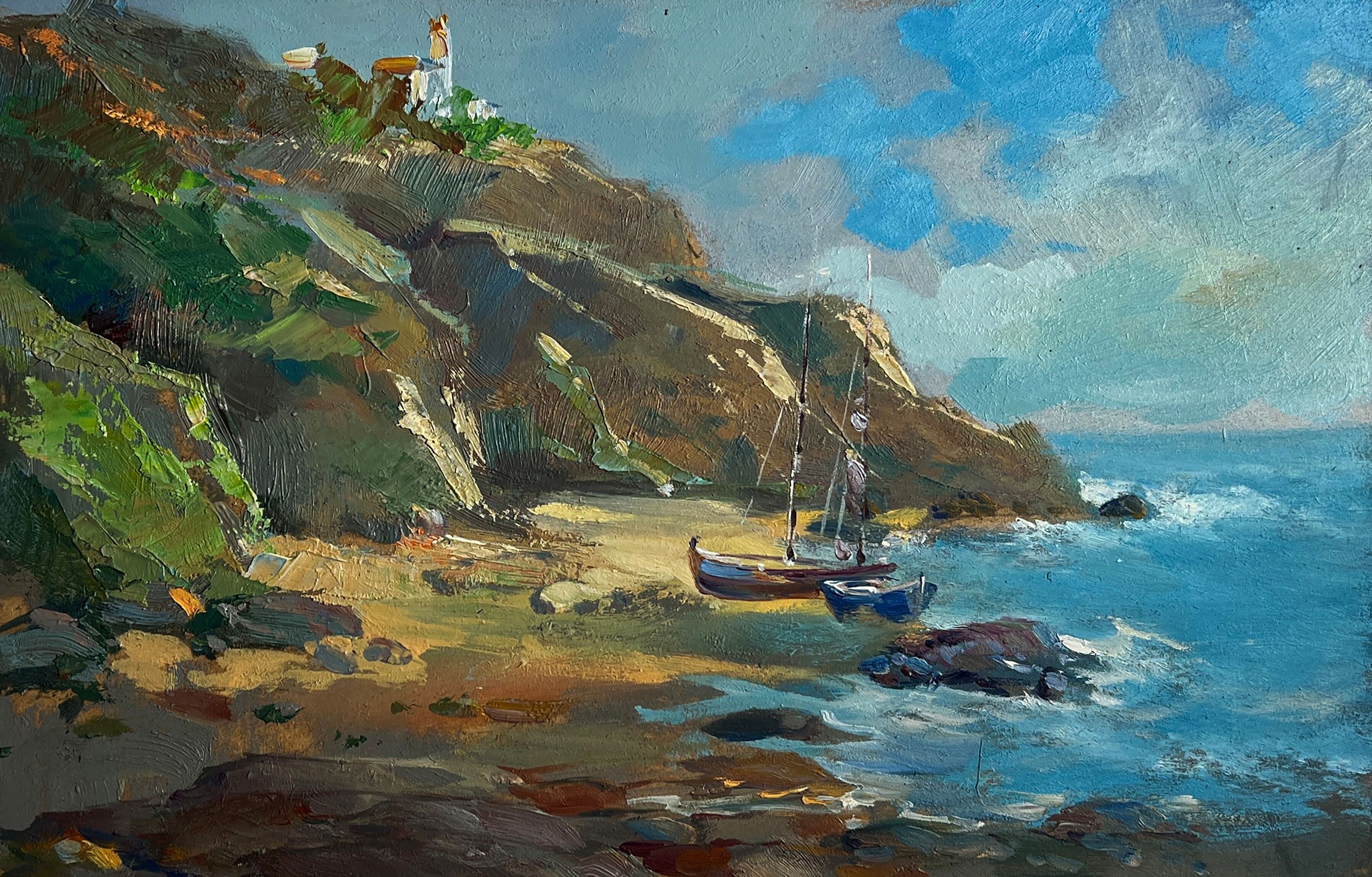 Dipinto ad olio Giornata di sole in mare Yuriy Suprunchuk 20x30cm