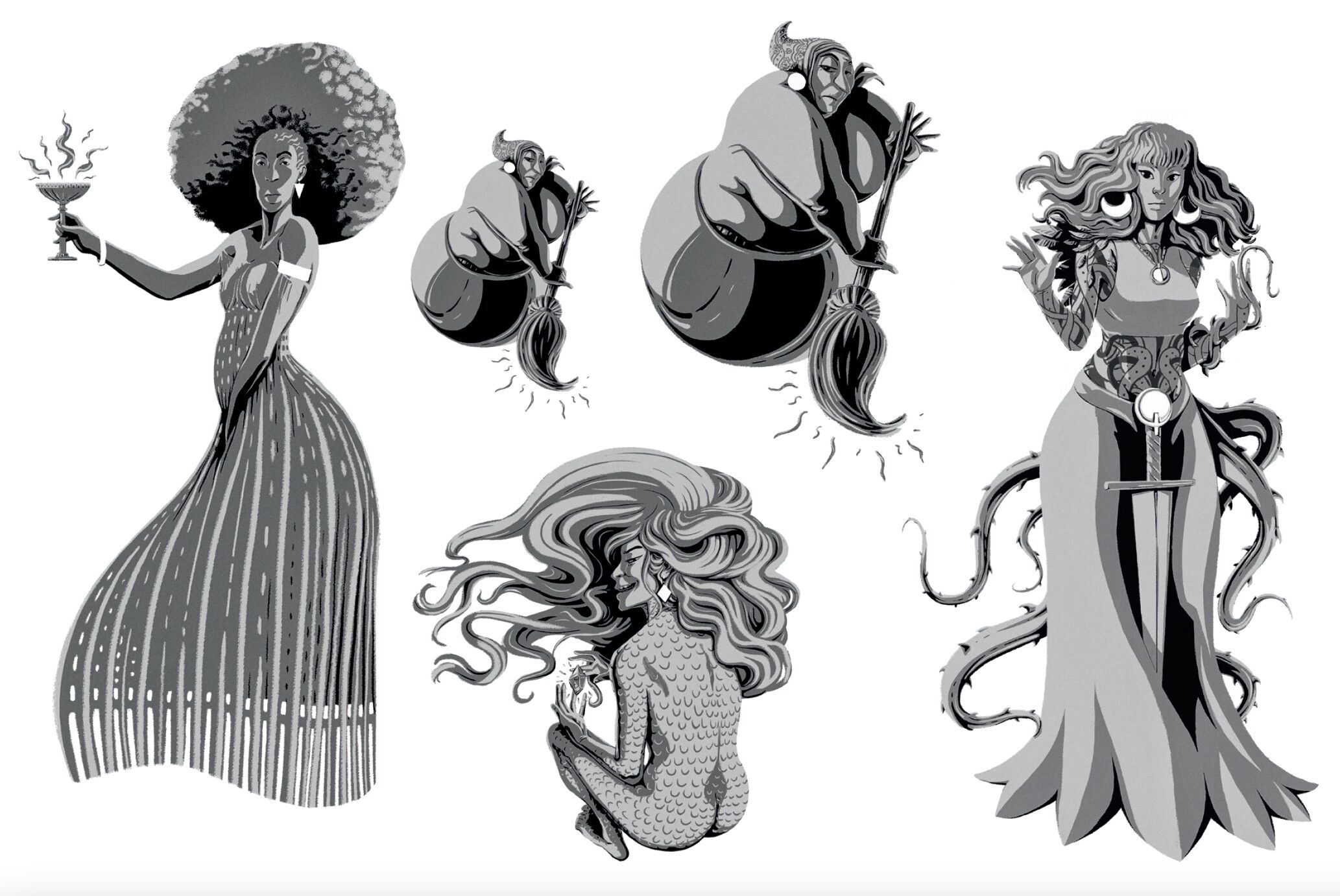 2 hojas de tatuajes temporales - Brujas atrevidas