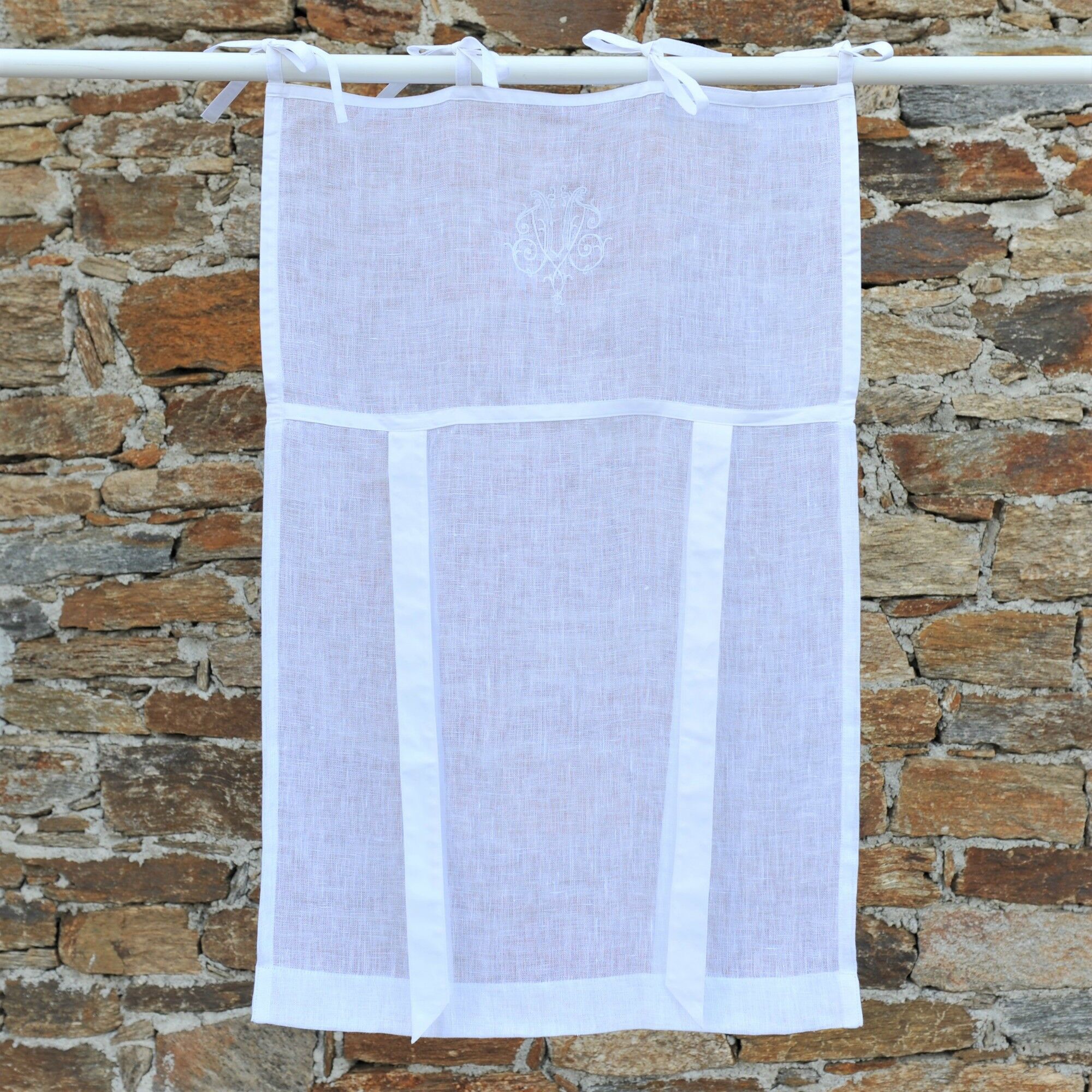 Rideau store Marseille en lin blanc 53X160 CM