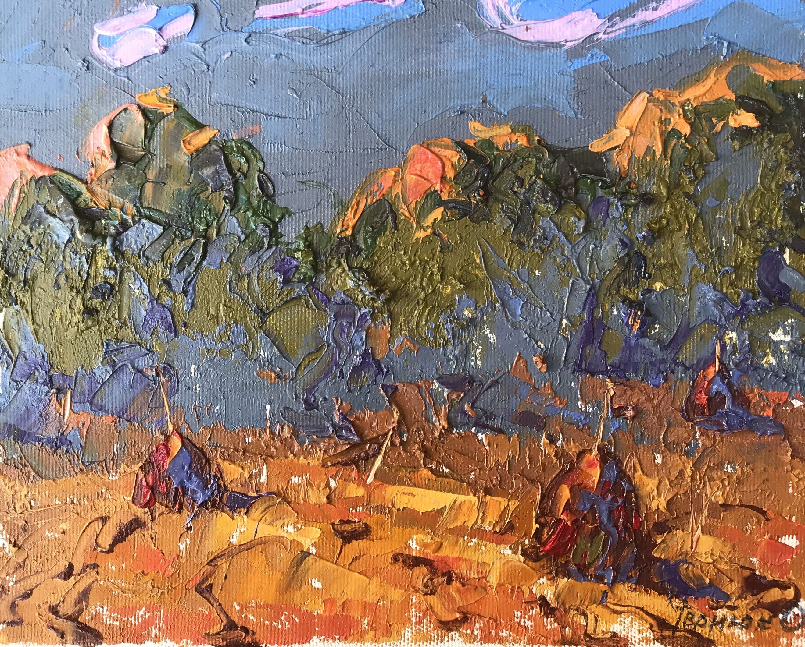 Dipinto ad olio Sera calda Oleksiy Ivanyuk 20x25cm