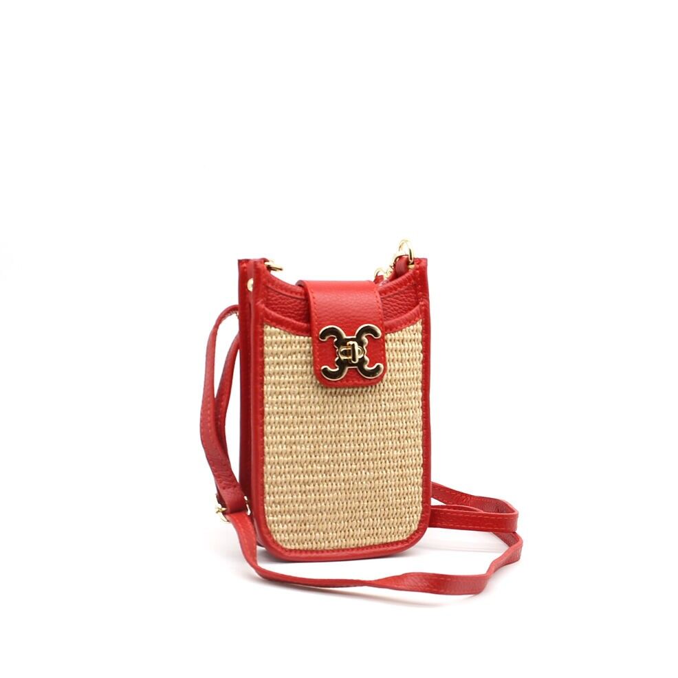 Bolsa de teléfono de cuero trenzado para el hombro