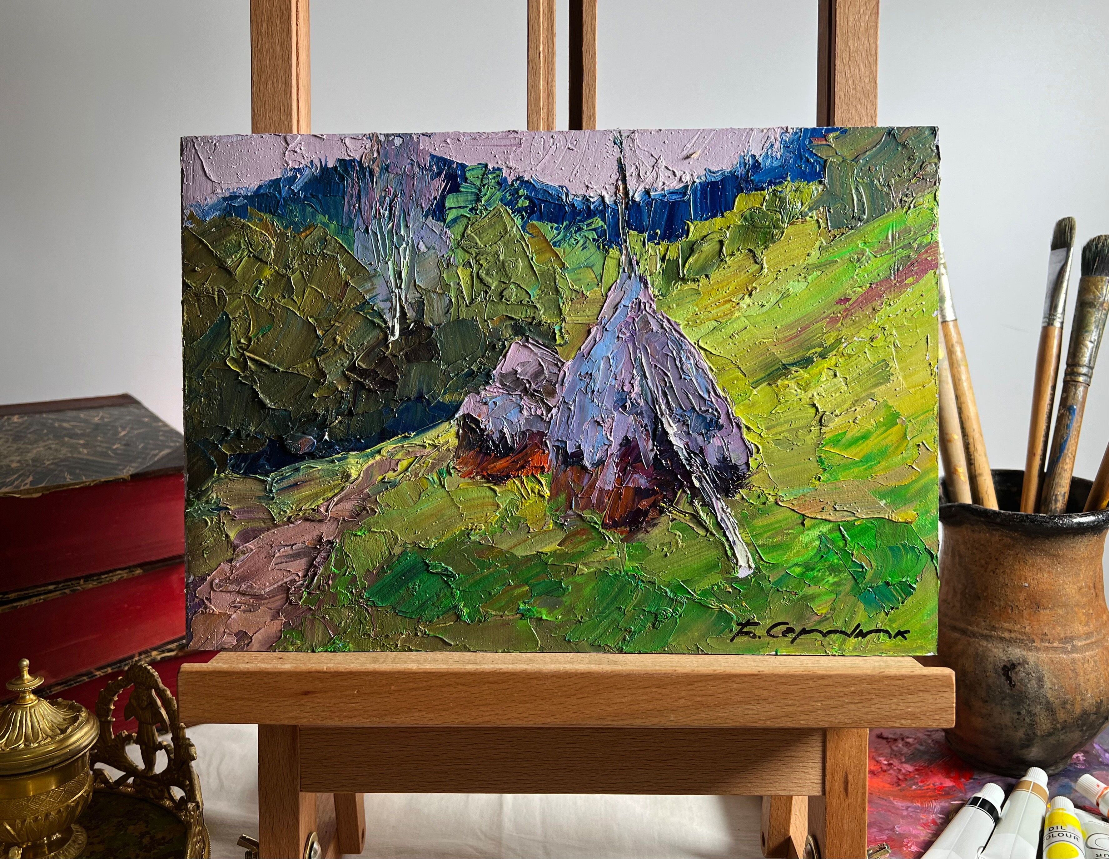 Dipinto ad olio Sentiero verso le montagne Boris Serdyuk 21x30 cm