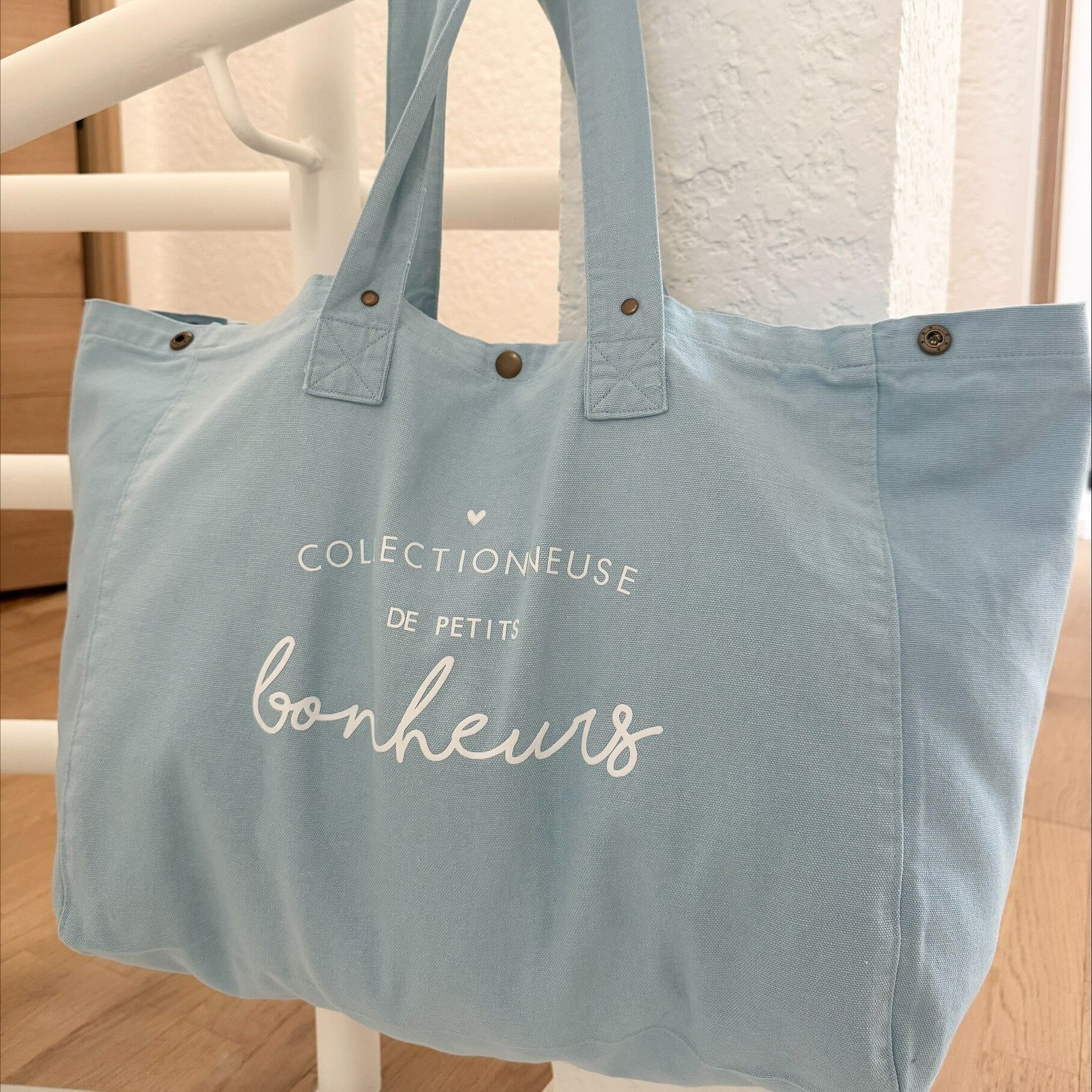 Grand Cabas "Collectionneuse de petits Bonheurs" - 5 coloris au choix