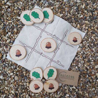 Acorns & Oak Leaves Tic Tac Toe Wooden Game for children