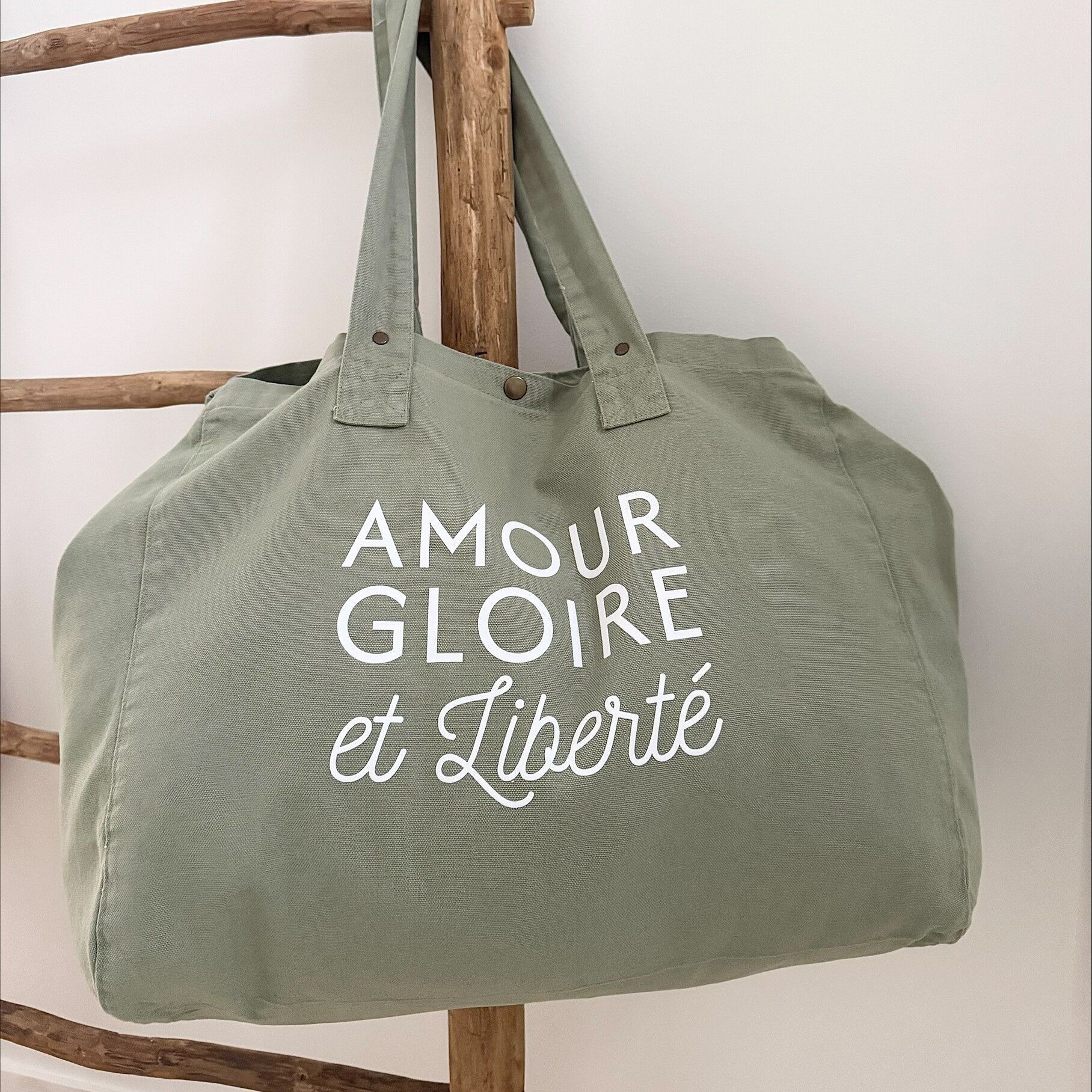 Grand Cabas "Amour Gloire et Liberté" 5 coloris au choix
