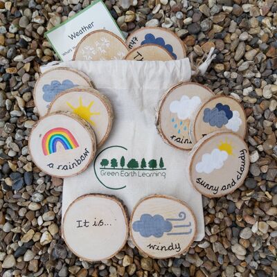 Weather Handpainted Wooden Learning Discs for Children
