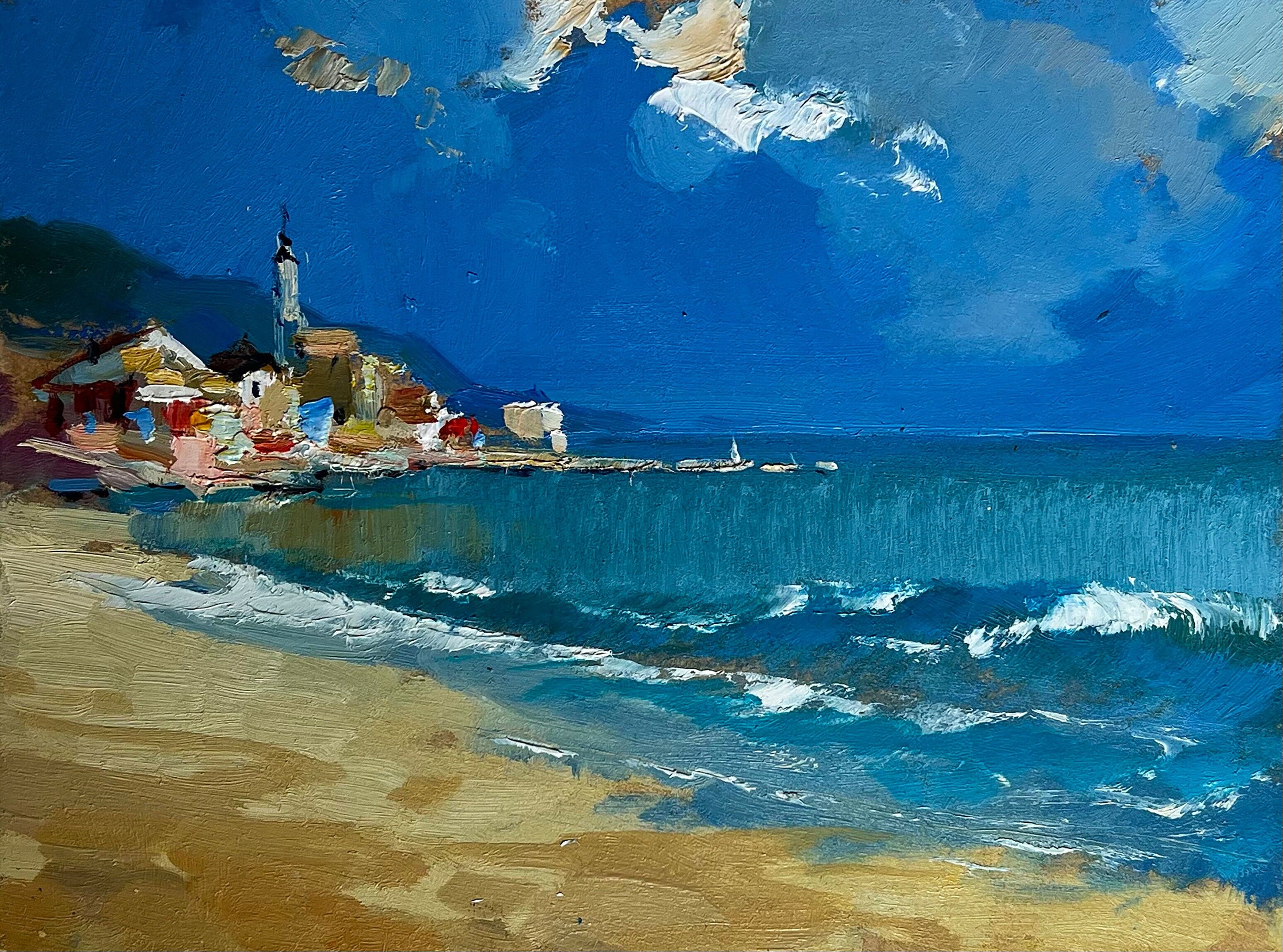 Dipinto ad olio Passeggiando lungo la riva sabbiosa Yuriy Suprunchuk 15x20cm