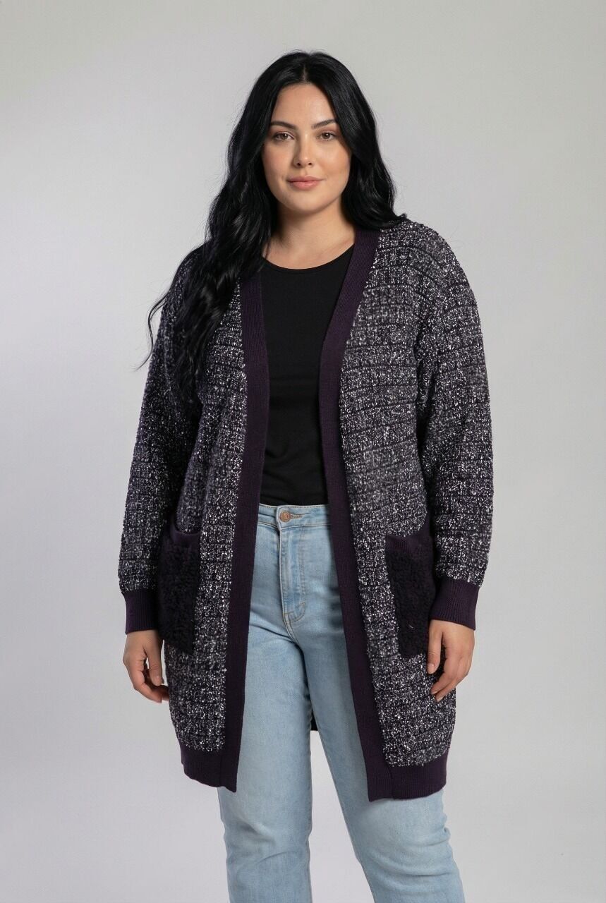 Gilet blu navy mélange taglie forti (JX081)