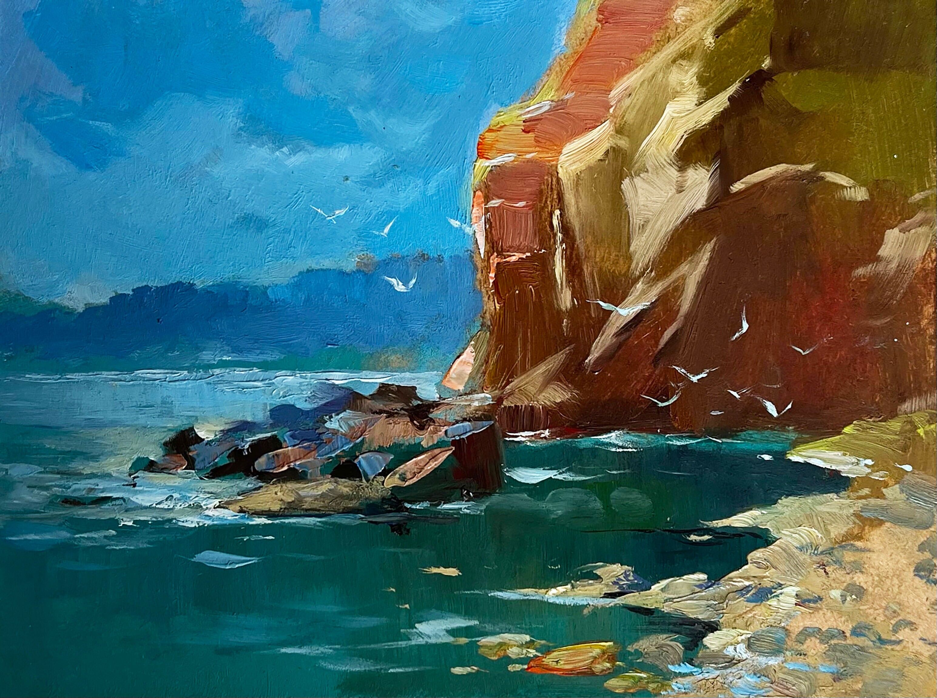 Dipinto ad olio Spiaggia rocciosa Yuriy Suprunchuk 15x20cm