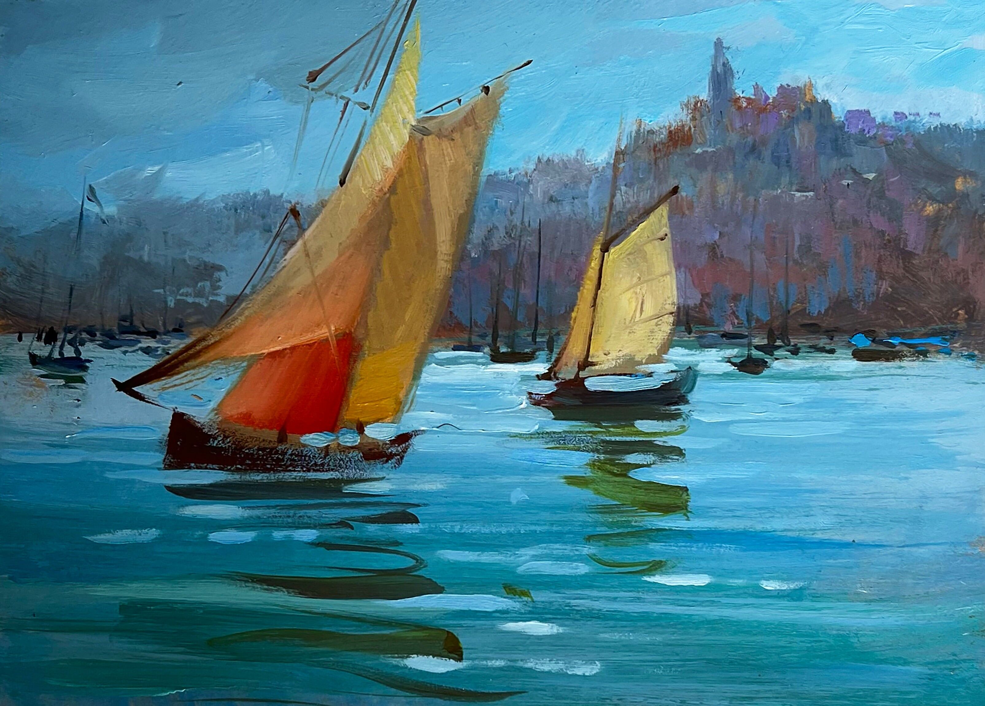 Dipinto ad olio Vacanze in barca a vela Yuriy Suprunchuk 15x20cm