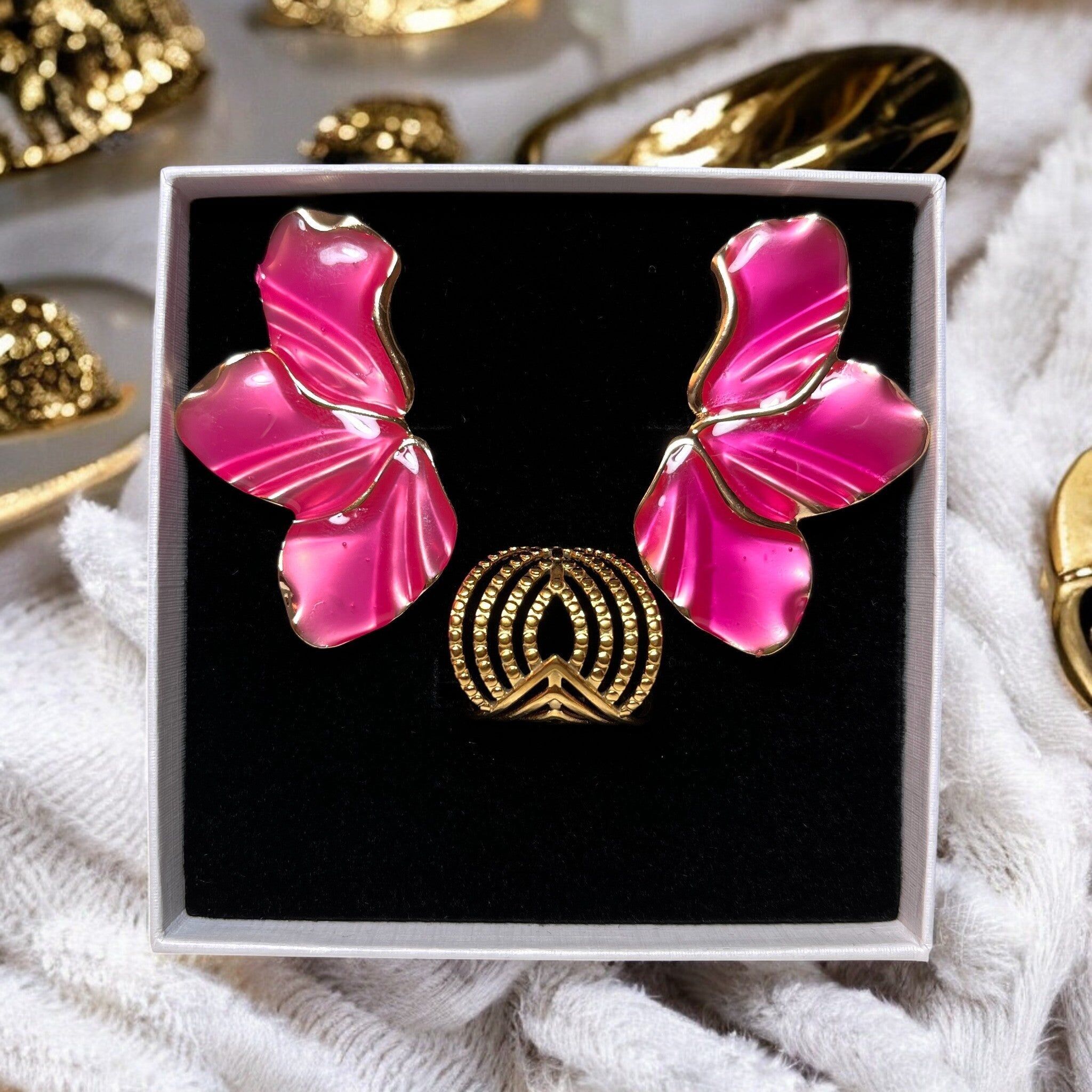 Parure bijoux fantaisie - bague et boucles d'oreilles