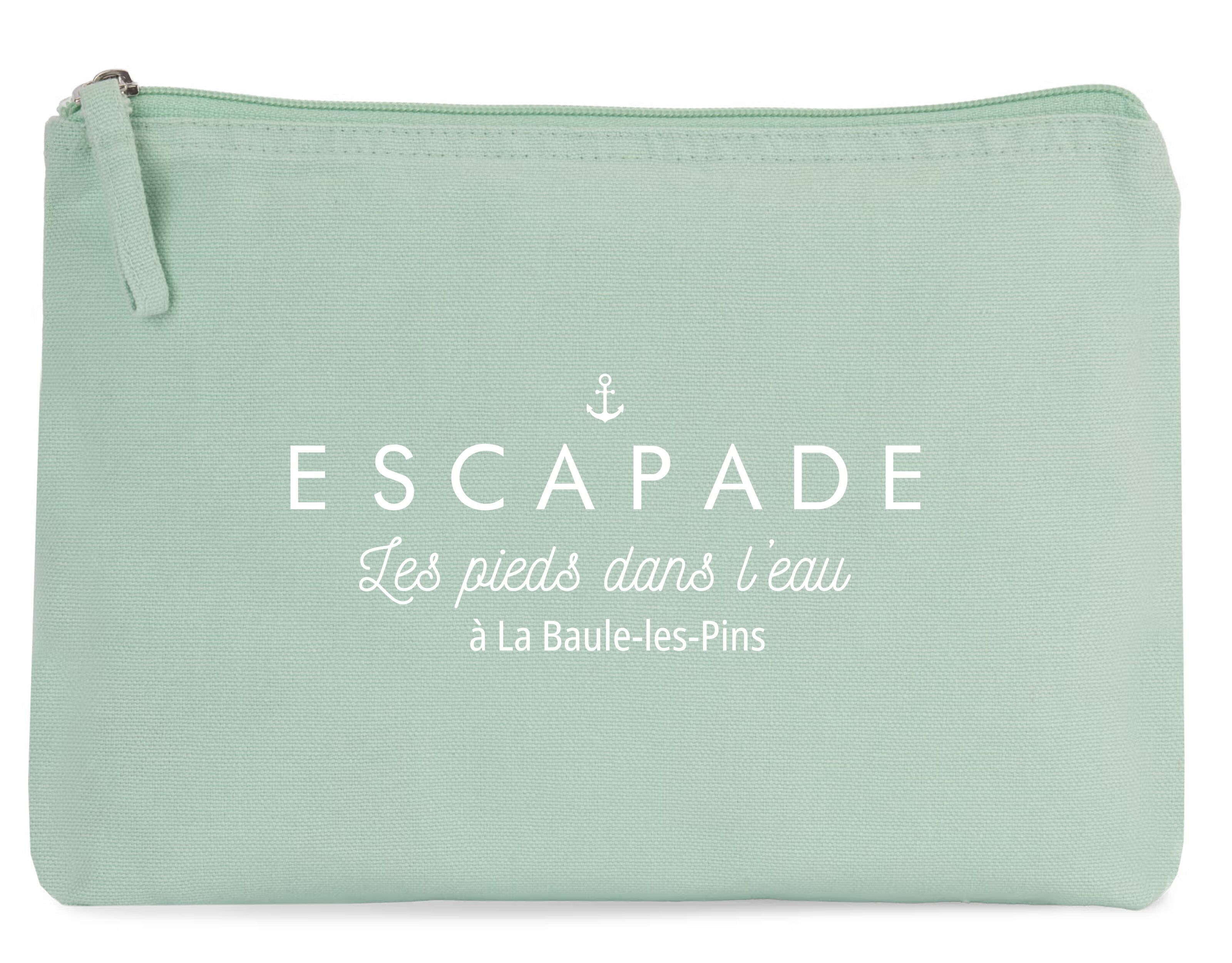 Grande Pochette personnalisable- Localisation région "Escapade les pieds dans l'eau" 5 coloris aux choix