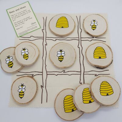 Bees & Hives Tic Tac Toe Wooden Game for Children