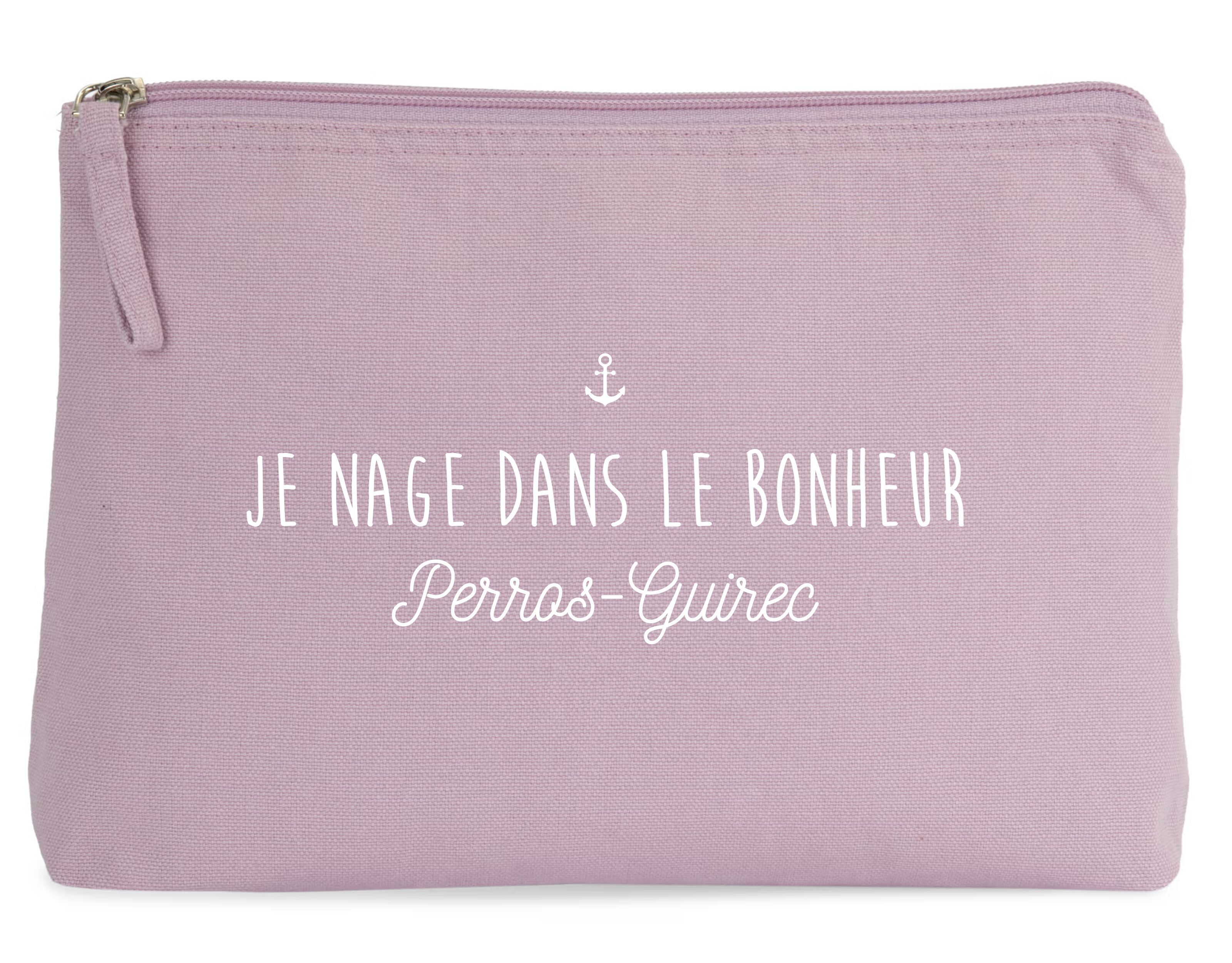 Grande Pochette personnalisable- Localisation région " Je nage dans le Bonheur"- 5 coloris aux choix