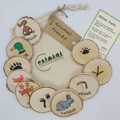 Animal Tracks Wooden Learning Discs for Children
