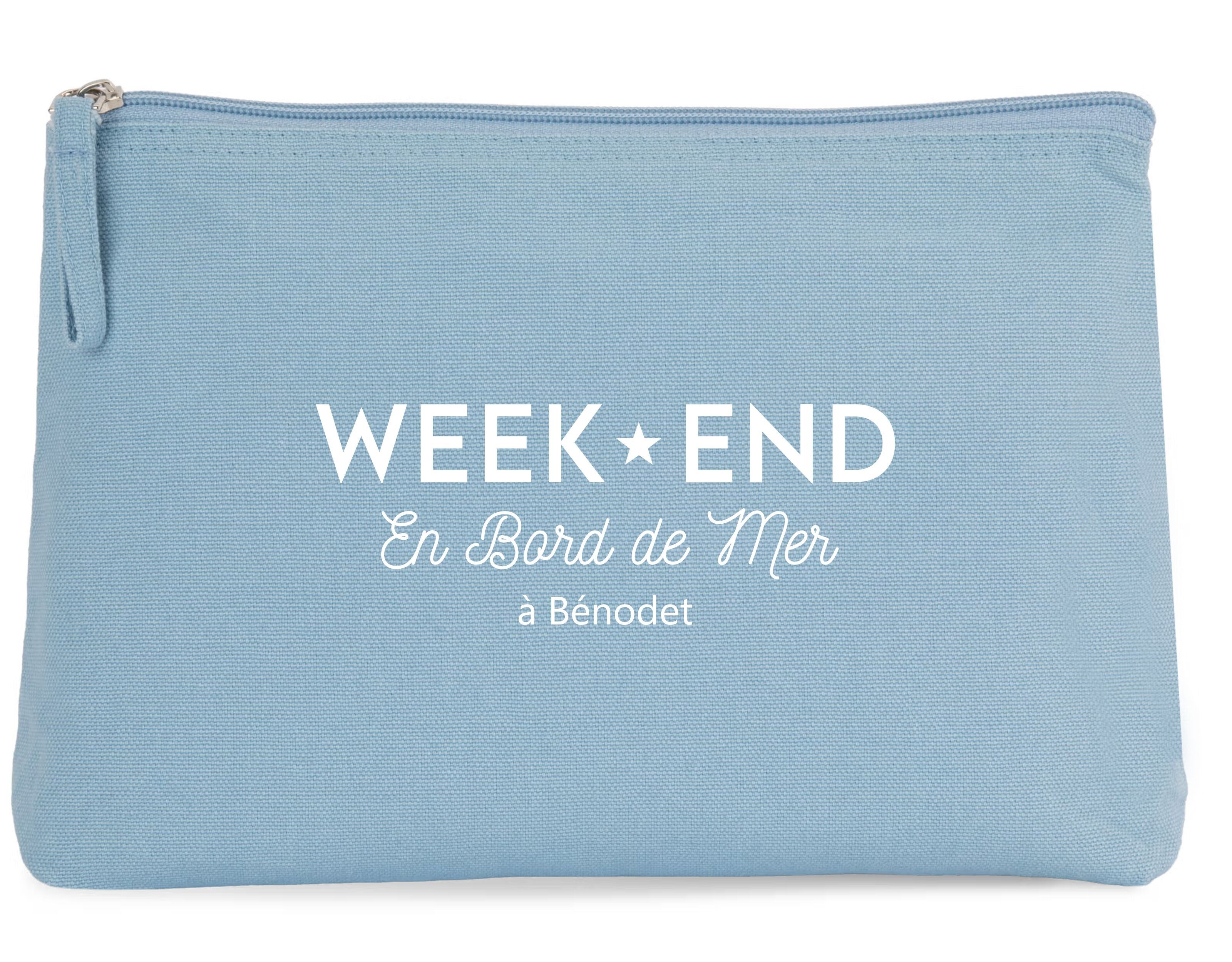 Grande Pochette personnalisable- Localisation région "Week End en bord de Mer" 5 coloris aux choix