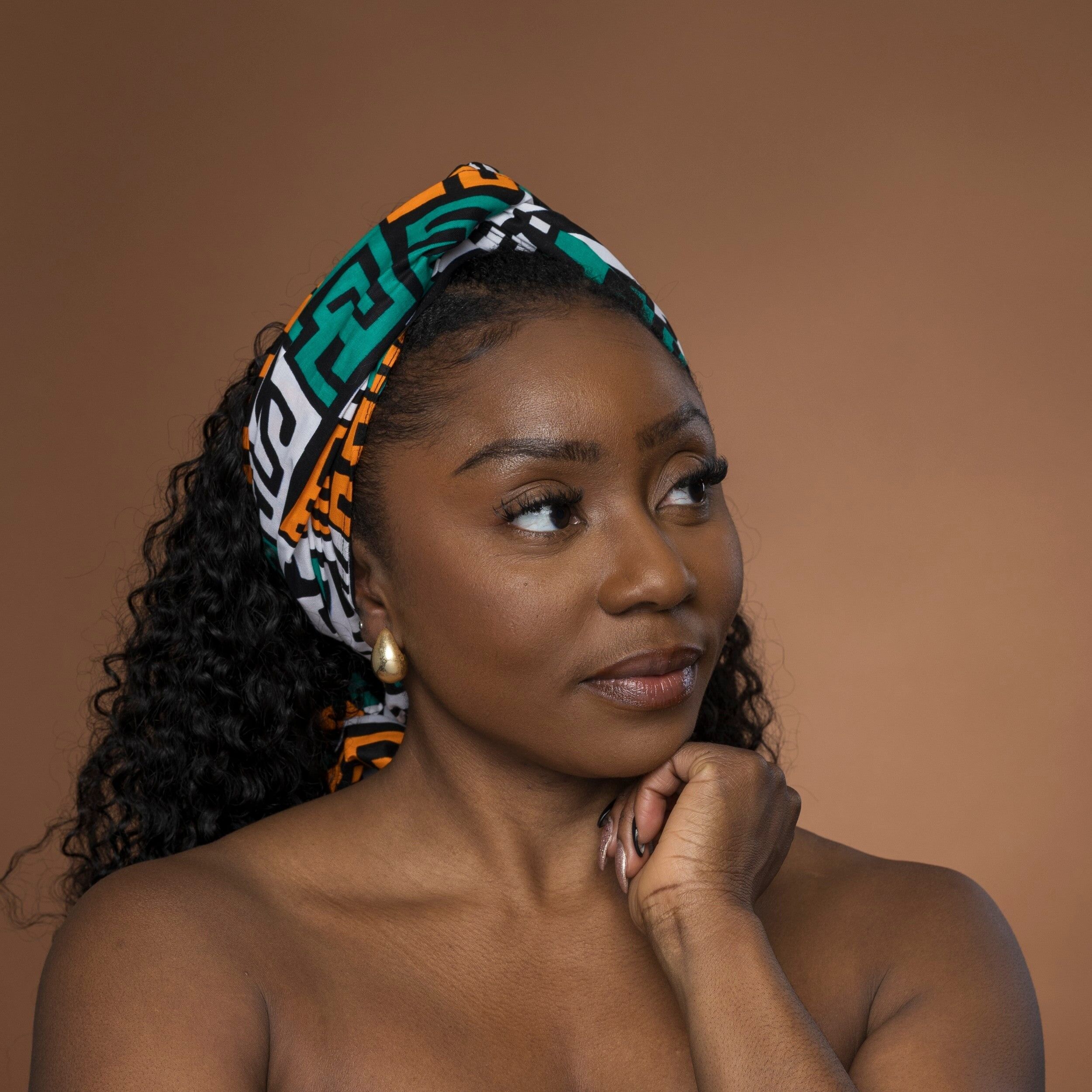 Couvre-chef africain - Kuba Jaune Sarcelle Blocs Congo