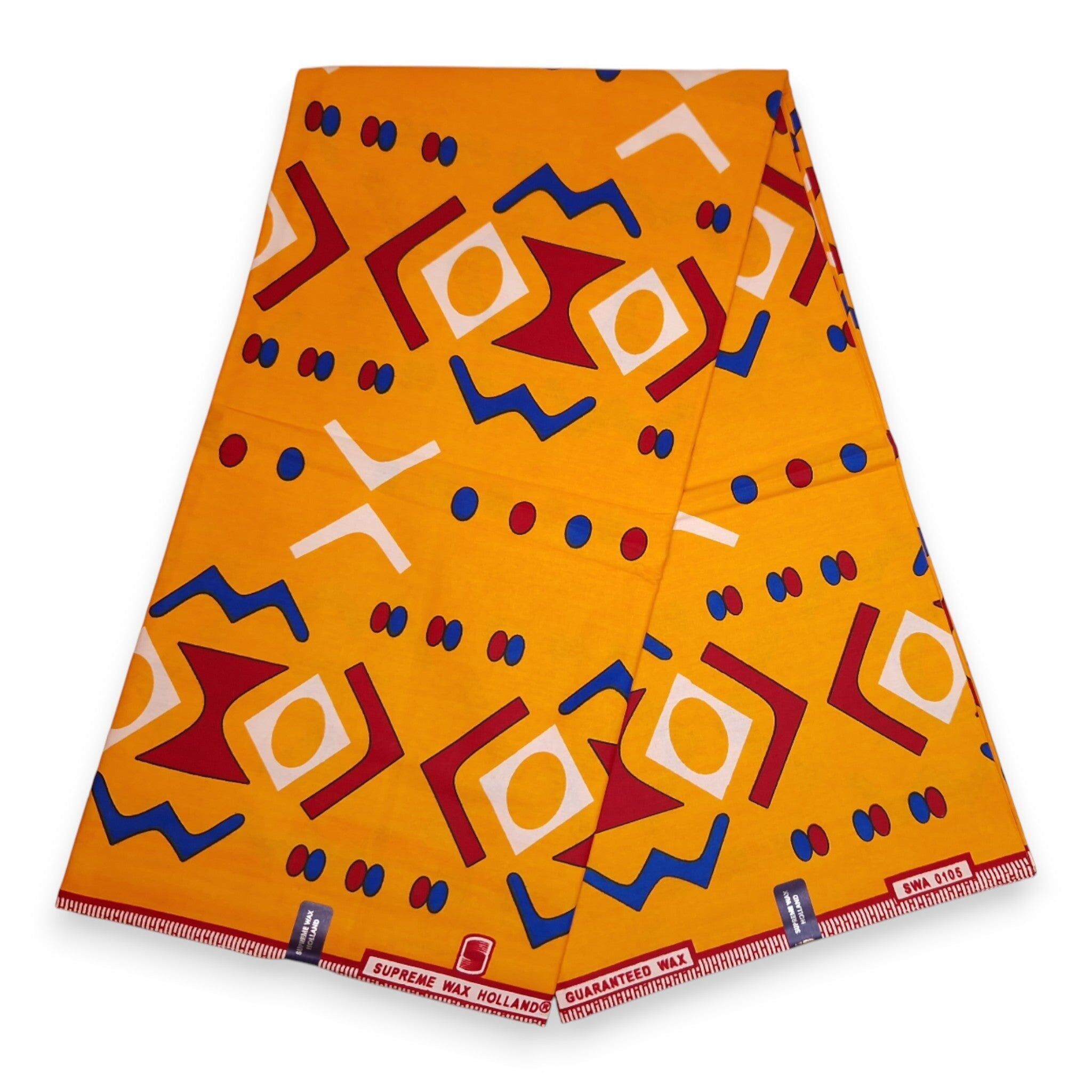 6 yards - Tissu imprimé wax africain - Bogolan jaune - 100 % coton