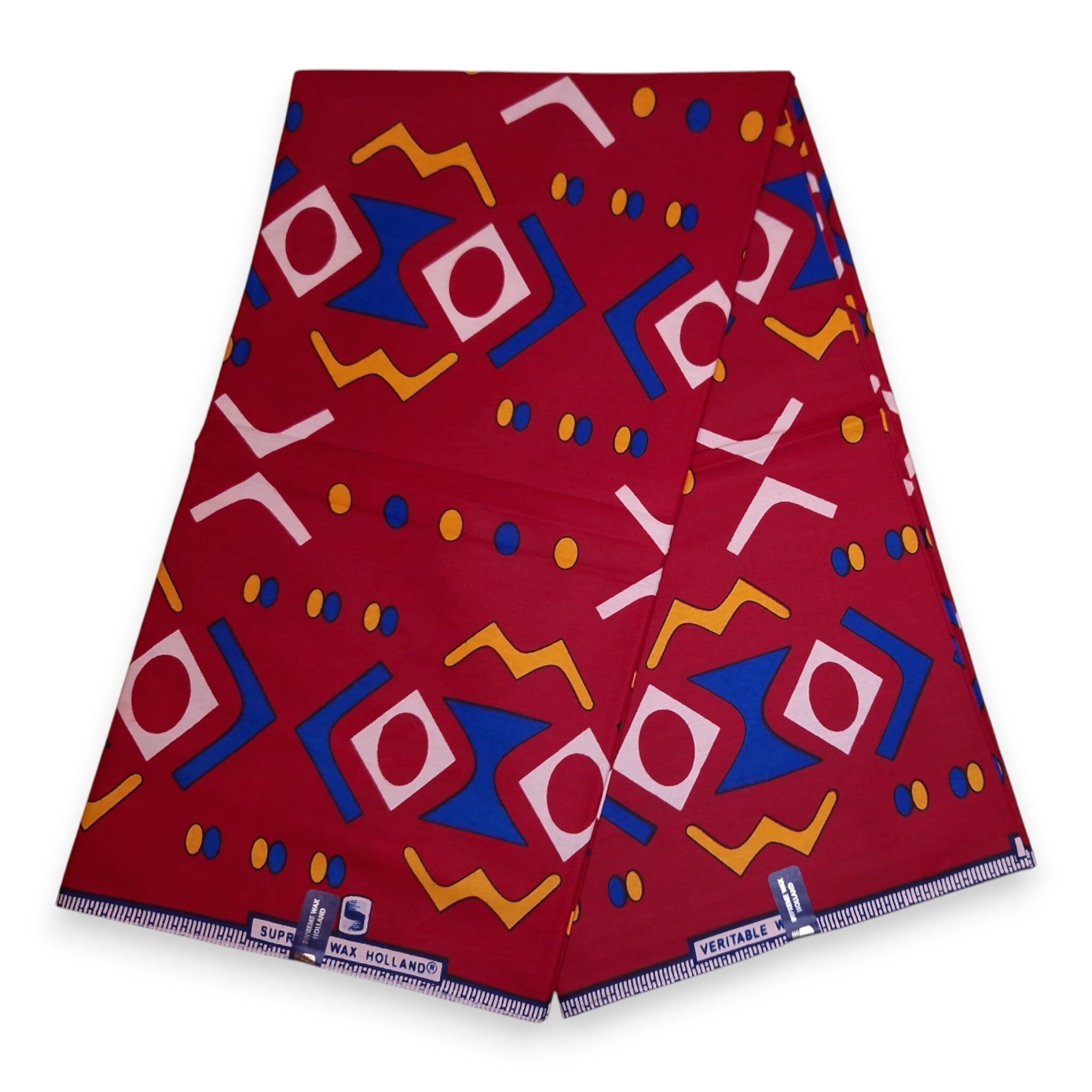 6 yards - Tissu imprimé wax africain - Bogolan rouge - 100 % coton