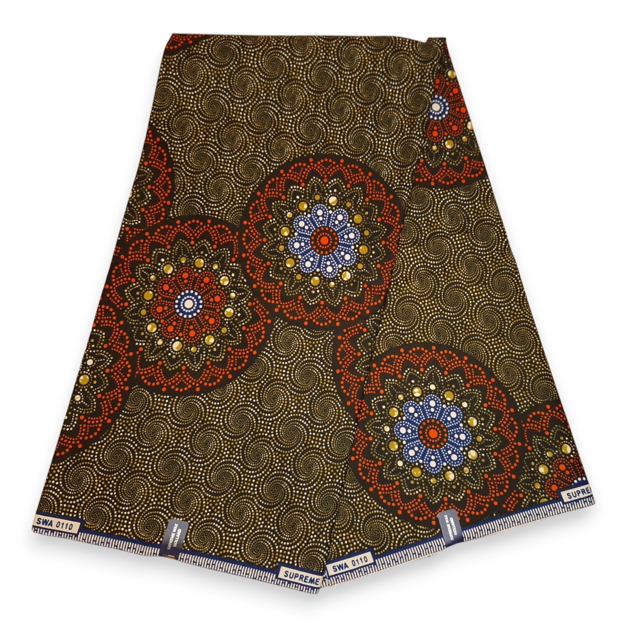 6 Yards – Afrikanischer Wachsdruckstoff – Orangefarbenes Punktmuster – 100 % Baumwolle