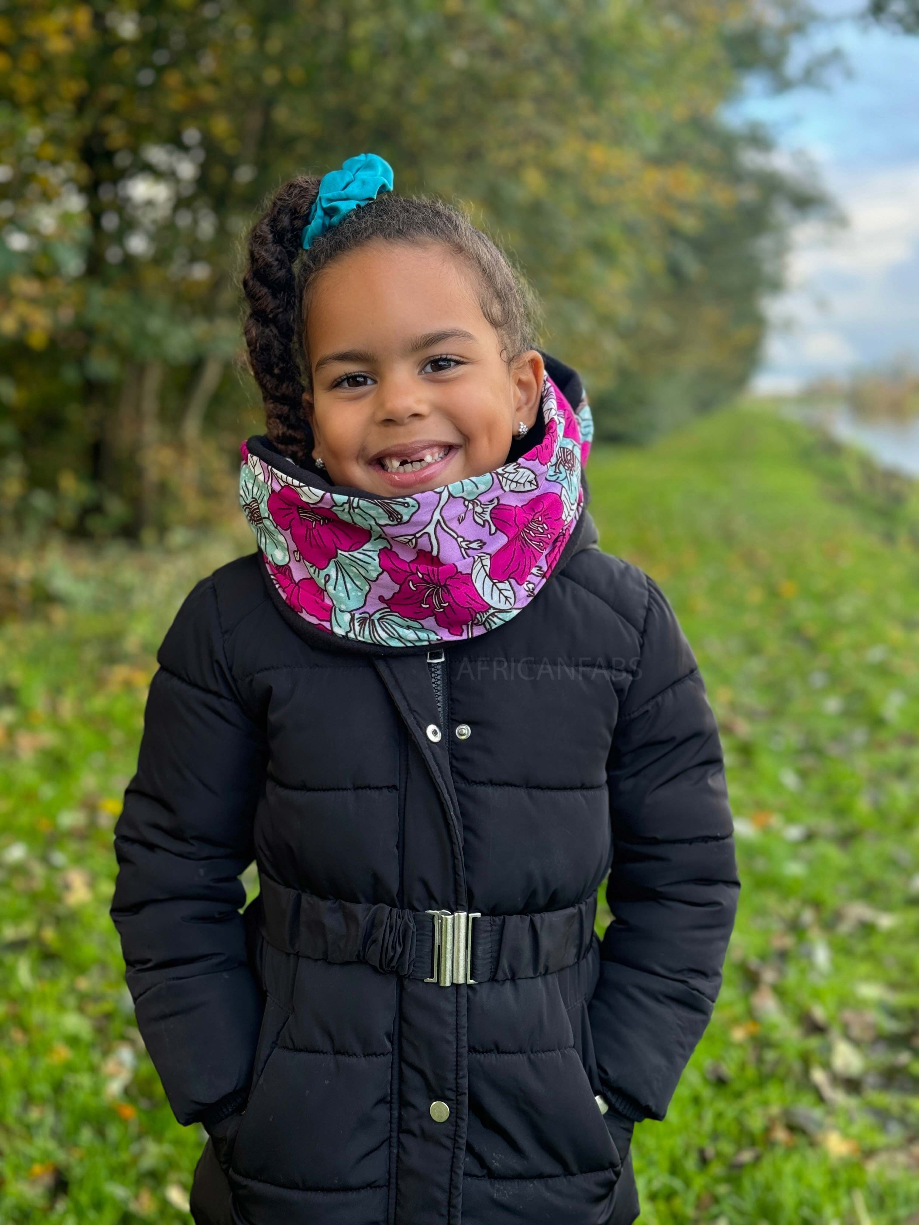 Rollkragenschal mit afrikanischem Muster für Kinder und Unisex – Mehrfarbige Blumen