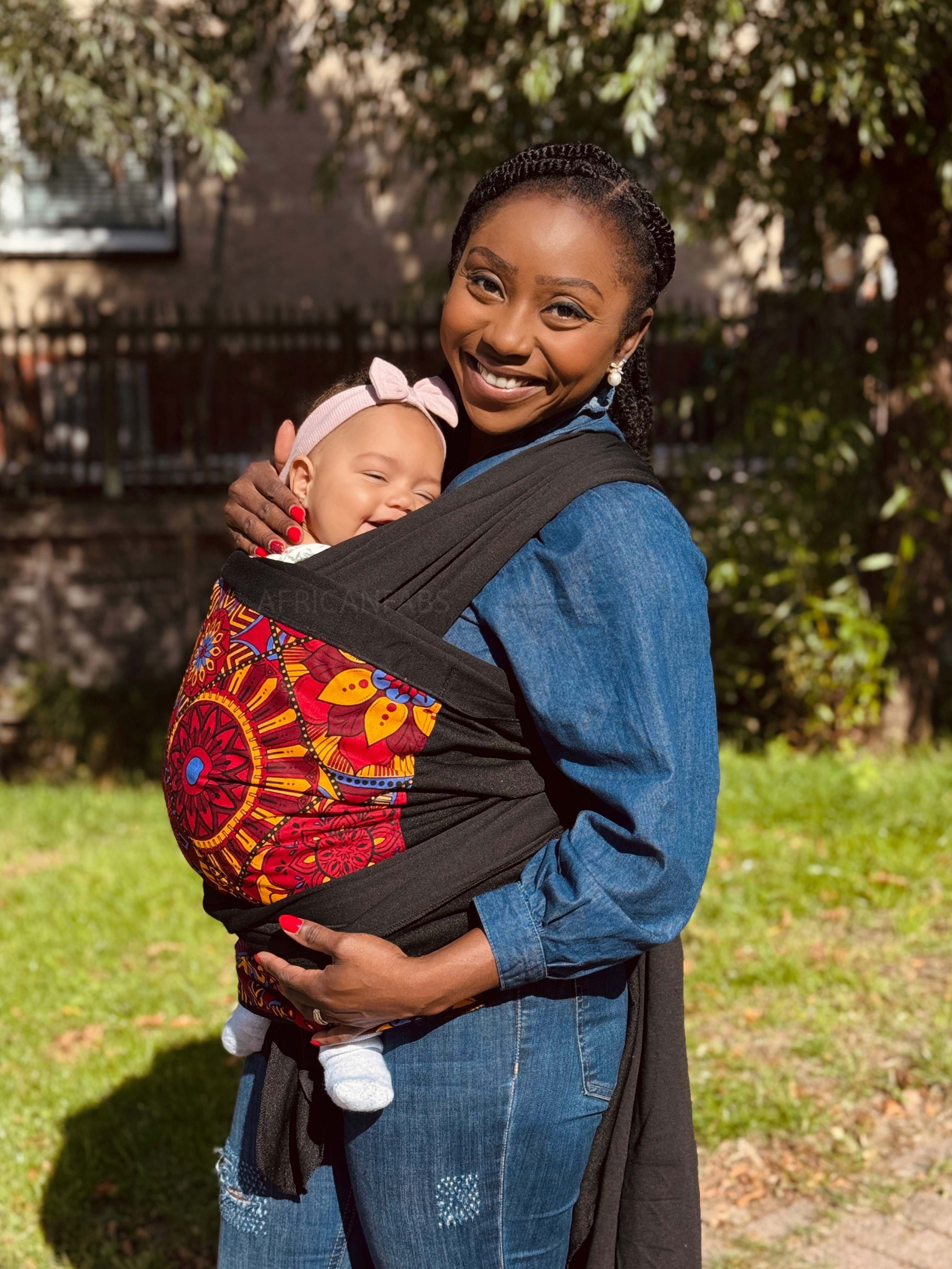 Babytragetuch mit afrikanischem Muster / Babytragetuch / Babytragetuch – Rot-gelbes Mandala-Patchwork