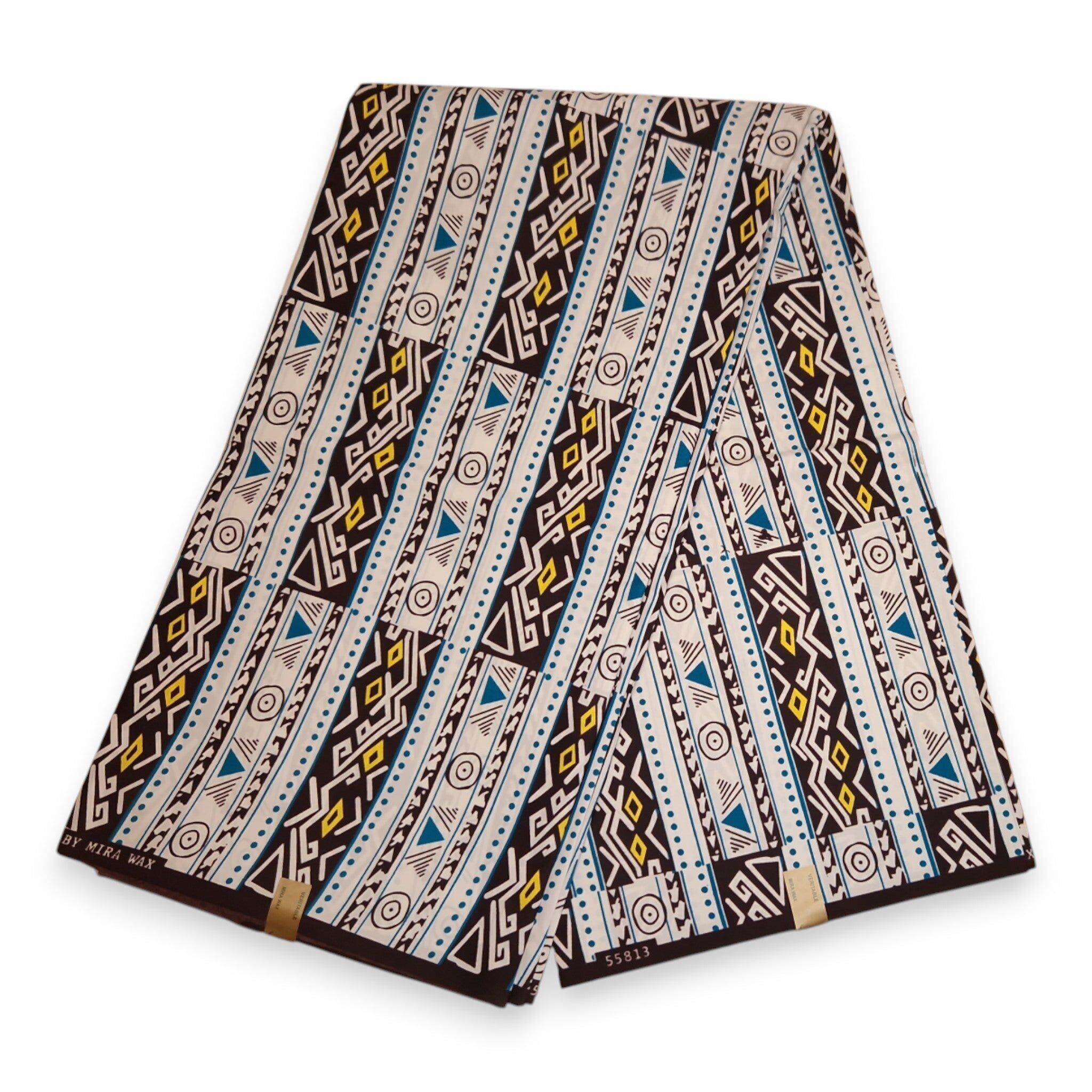 6 Yards – Afrikanischer Druckstoff – Schwarz-Weiß Bogolan PO-5018 – Poly