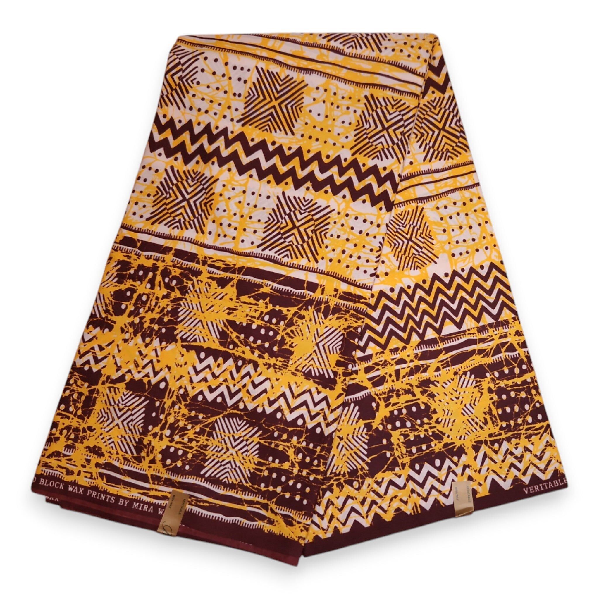 6 Yards – Afrikanischer Druckstoff – Gelber Bogolan PO-5012 – Poly