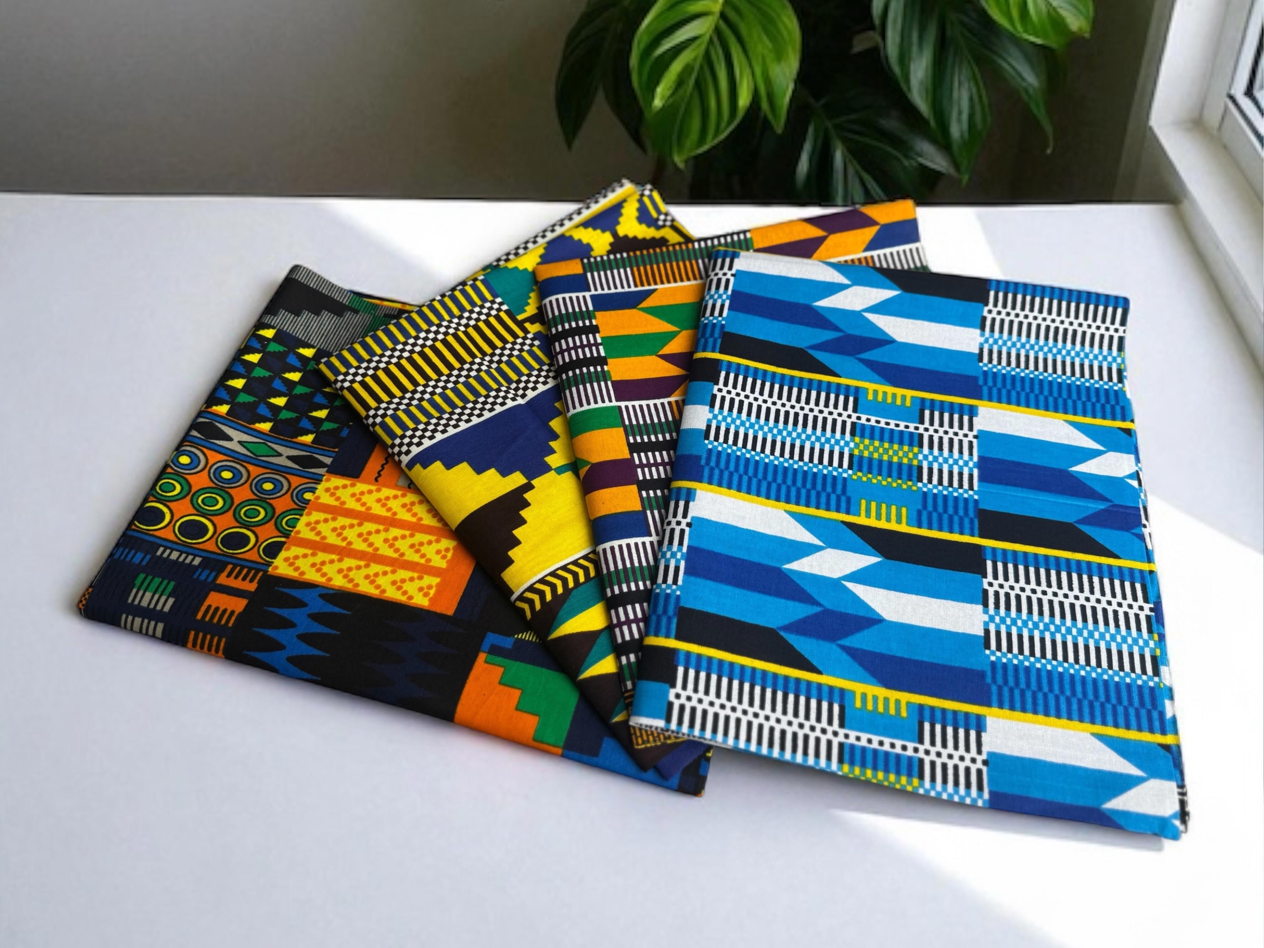 4 Fat Quarters – Kente 2 Mix Quilt- und Patchworkstoffe – Afrikanischer Druckstoff