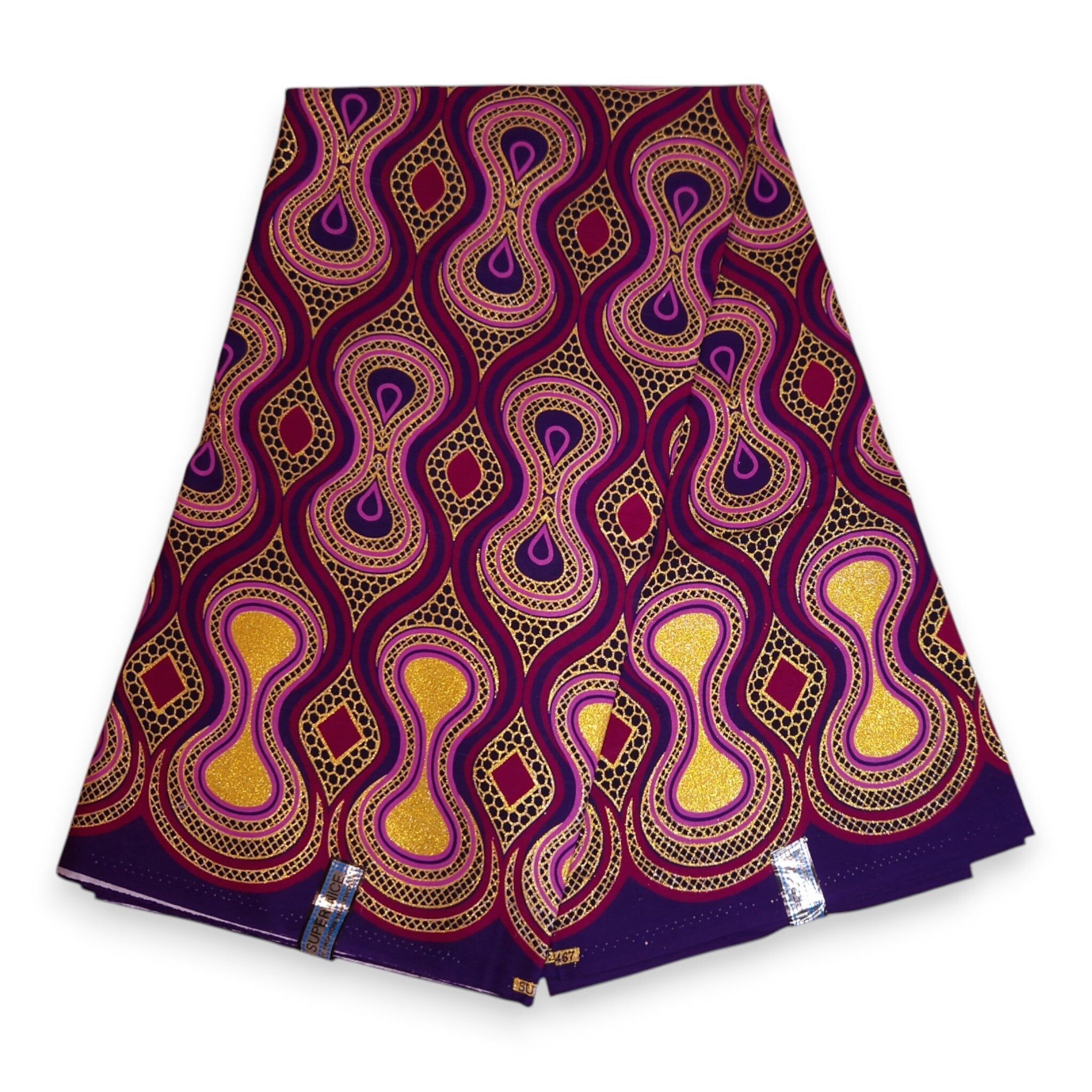 6 Yards – Afrikanischer Druckstoff – Exklusive Glitzerverzierungen – 100 % Baumwolle – GL-4018 Roségold