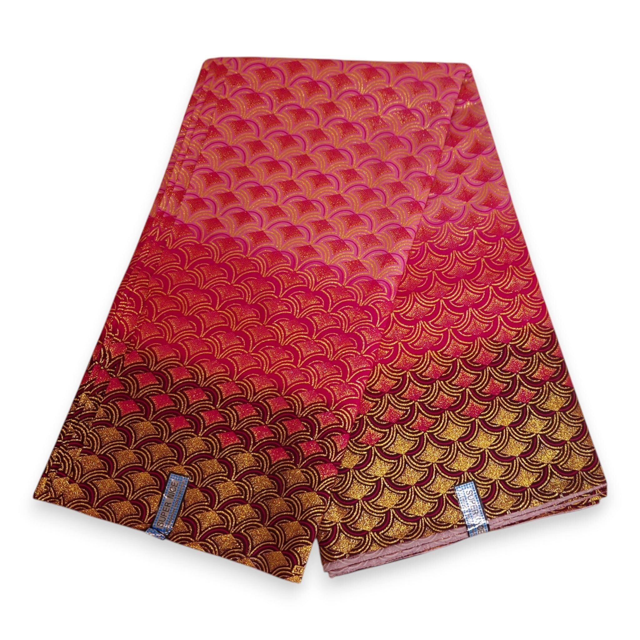 6 Yards – Afrikanischer Druckstoff – Exklusive Glitzerverzierungen – 100 % Baumwolle – GL-4021 Roségold