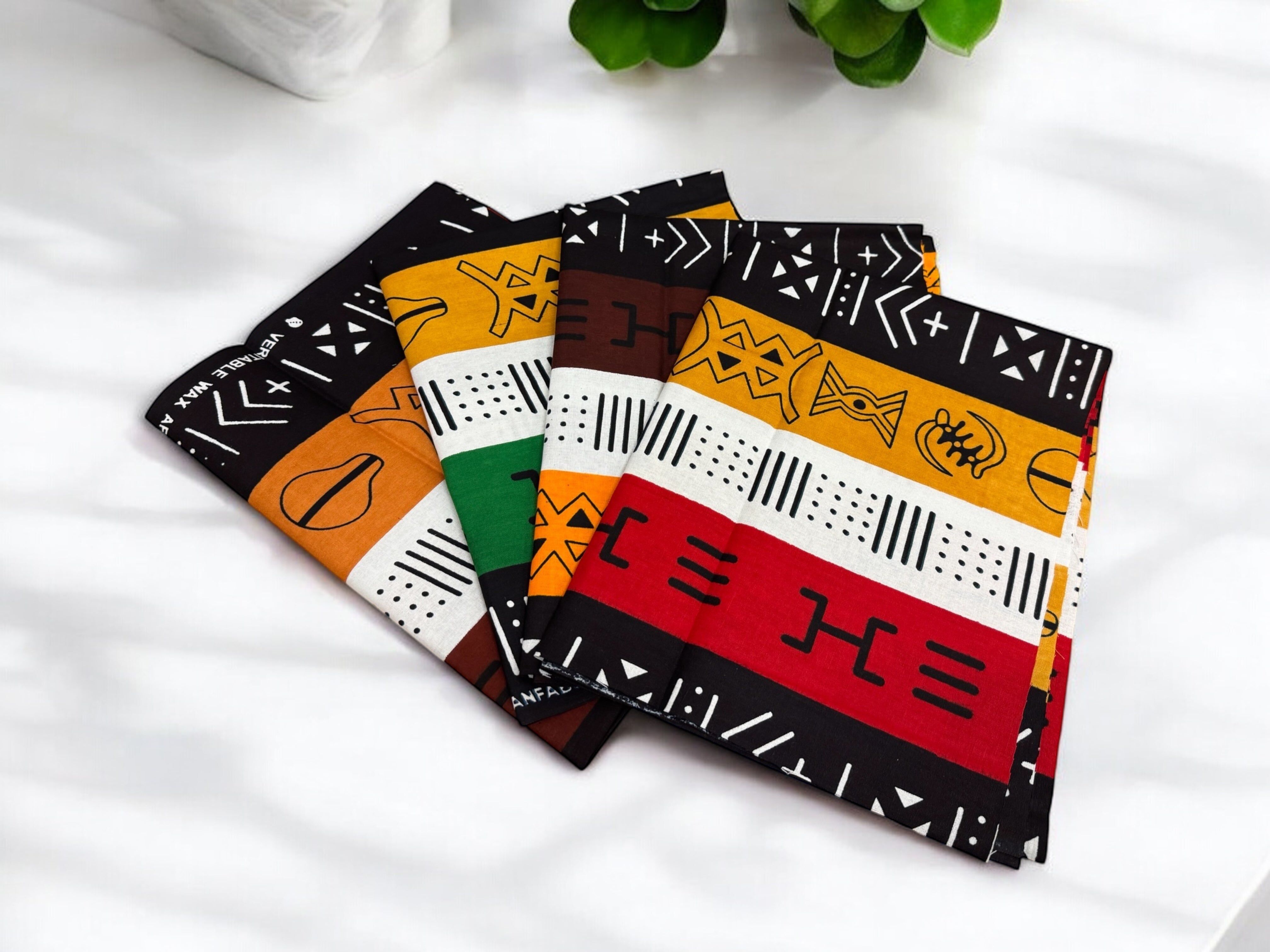 4 Fat Quarters – Bogolan x Mix Quilting-Stoffe / Patchwork-Stoffe – Afrikanischer Druckstoff