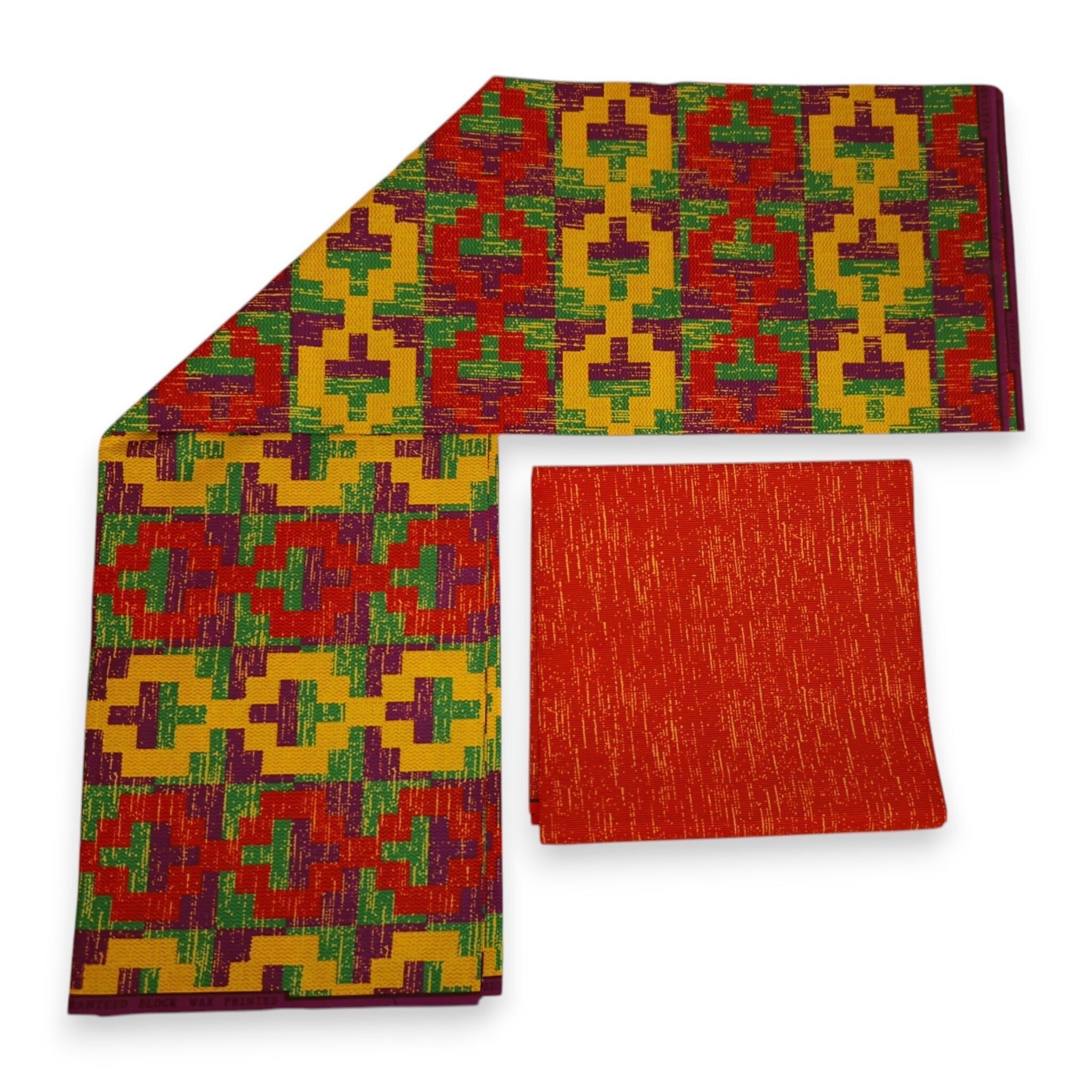 Afrikanischer Druckstoff – Zweifarbiger Druck, Baumwollmischgewebe – 6 Yards Kombination (4+2 Yards) PO-5045