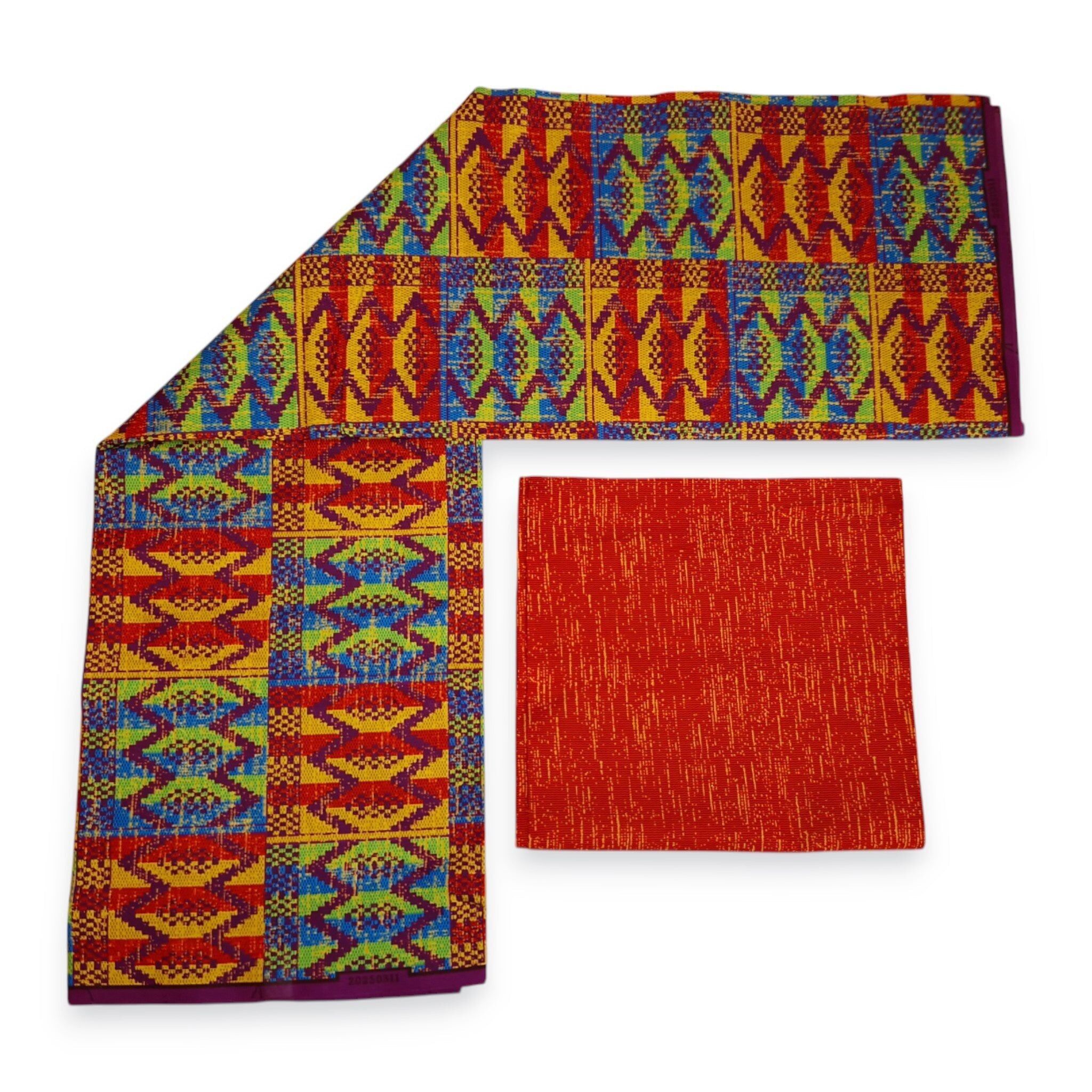 Afrikanischer Druckstoff – Zweifarbiger Druck, Baumwollmischgewebe – 6 Yards Kombination (4+2 Yards) PO-5048