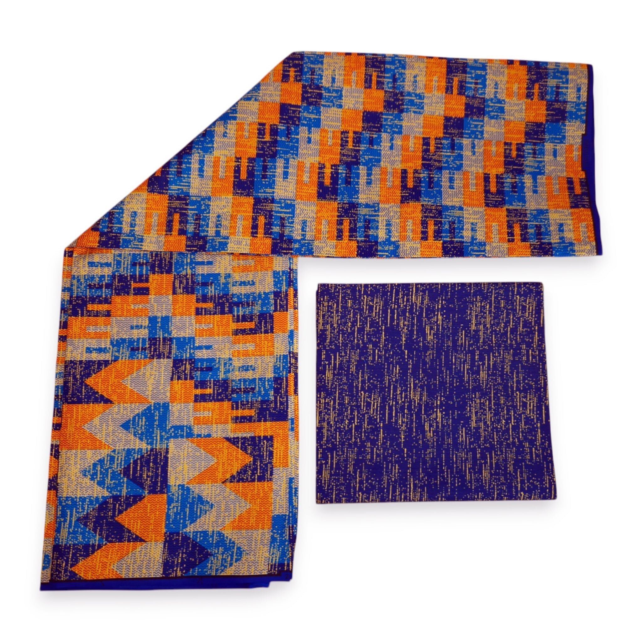 Afrikanischer Druckstoff – Zweifarbiger Druck, Baumwollmischgewebe – 6 Yards Kombination (4+2 Yards) PO-5046