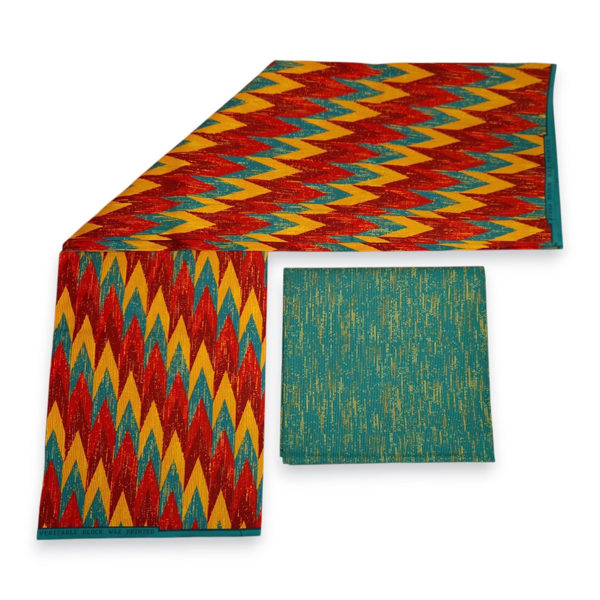 Afrikanischer Druckstoff – Zweifarbiger Druck, Baumwollmischgewebe – 6 Yards Kombination (4+2 Yards) PO-5041