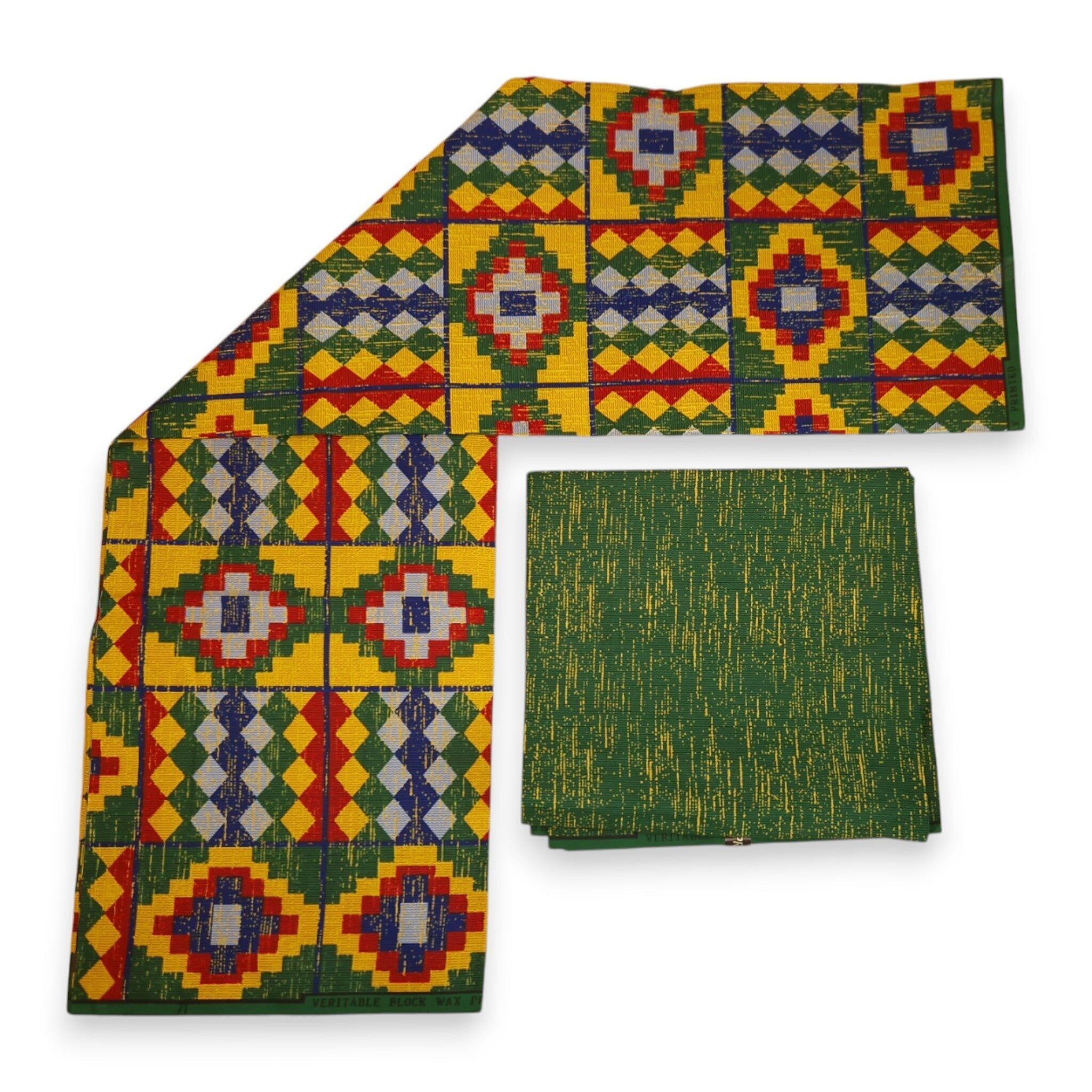 Afrikanischer Druckstoff – Zweifarbiger Druck, Baumwollmischgewebe – 6 Yards Kombination (4+2 Yards) PO-5038